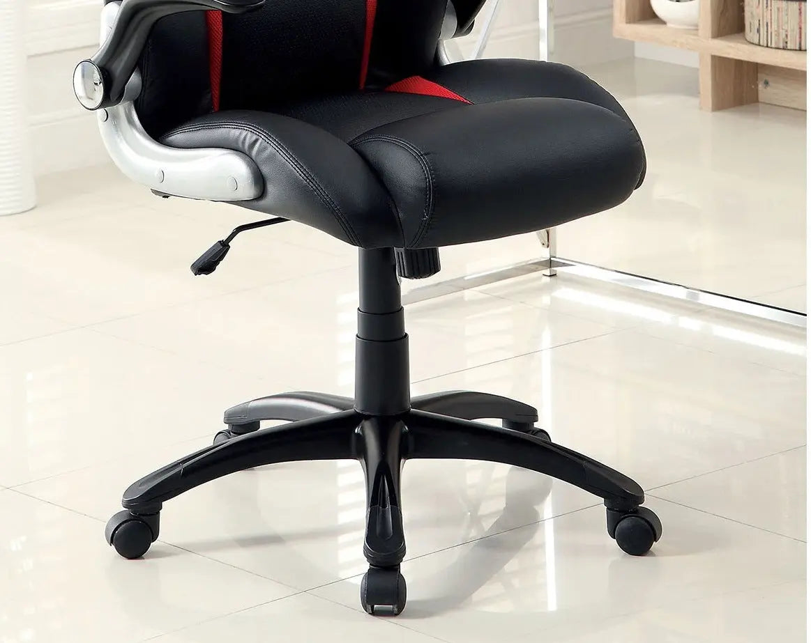 Stylish Office Chair Upholstered 1pc Comfort Adjustable Chair Relax Gaming Office Chair Work Black And Red Color Padded Armrests - VINE GLOBAL