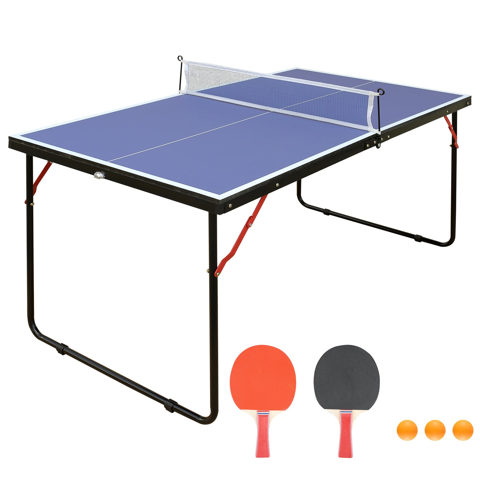 Table Tennis Table Foldable & Portable Ping Pong Table Set with Net and 2 Ping Pong Paddles for Indoor Outdoor Game - VINE GLOBAL