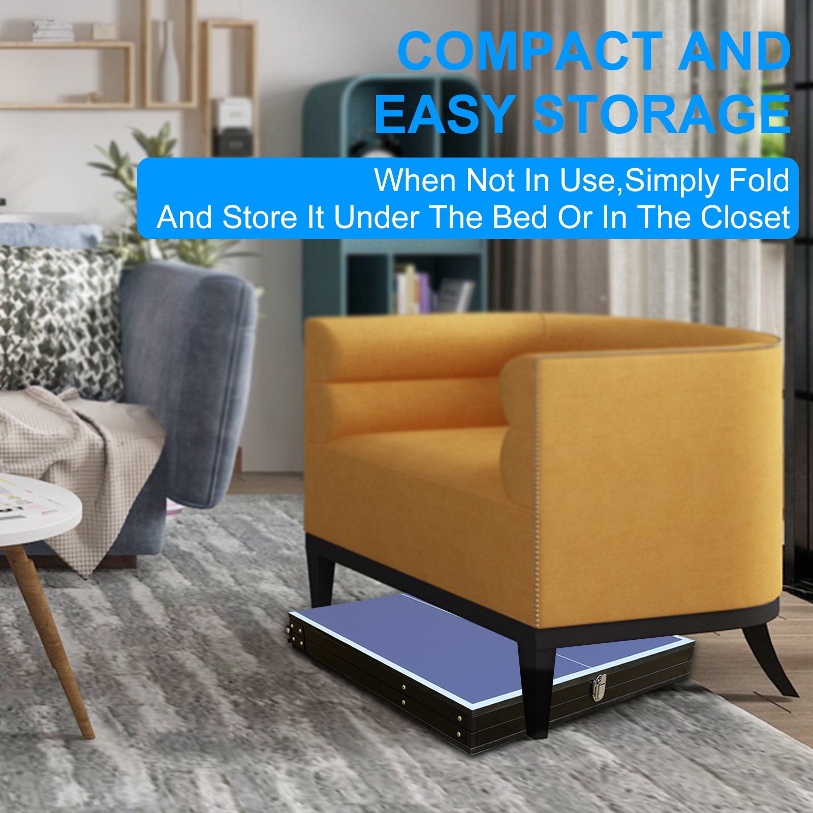 Table Tennis Table Foldable & Portable Ping Pong Table Set with Net and 2 Ping Pong Paddles for Indoor Outdoor Game - VINE GLOBAL