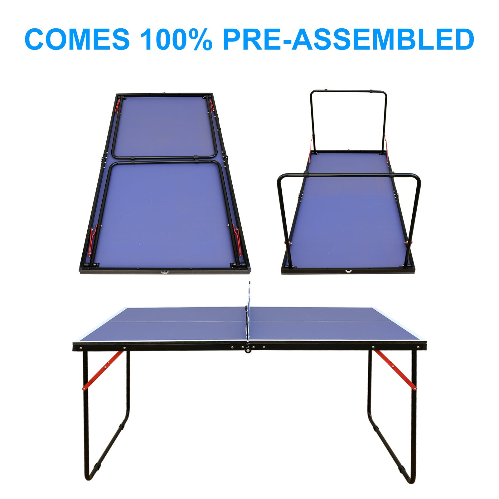 Table Tennis Table Foldable & Portable Ping Pong Table Set with Net and 2 Ping Pong Paddles for Indoor Outdoor Game - VINE GLOBAL