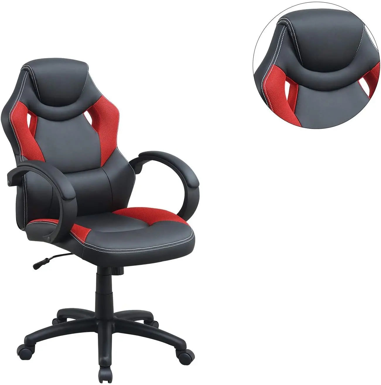 Office Chair Upholstered 1pc Cushioned Comfort Chair Relax Gaming Office Work Black And Red Color - VINE GLOBAL