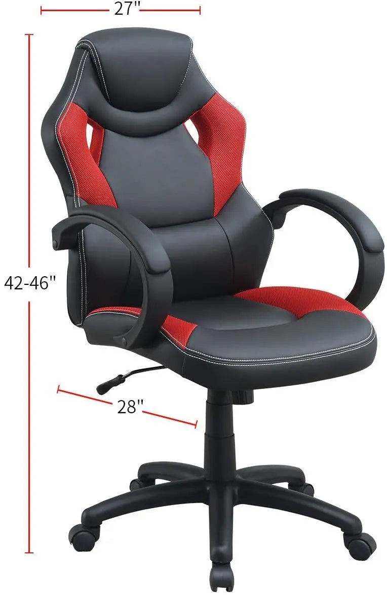 Office Chair Upholstered 1pc Cushioned Comfort Chair Relax Gaming Office Work Black And Red Color - VINE GLOBAL