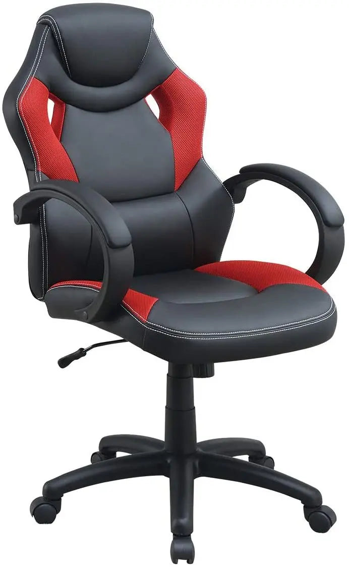 Office Chair Upholstered 1pc Cushioned Comfort Chair Relax Gaming Office Work Black And Red Color - VINE GLOBAL