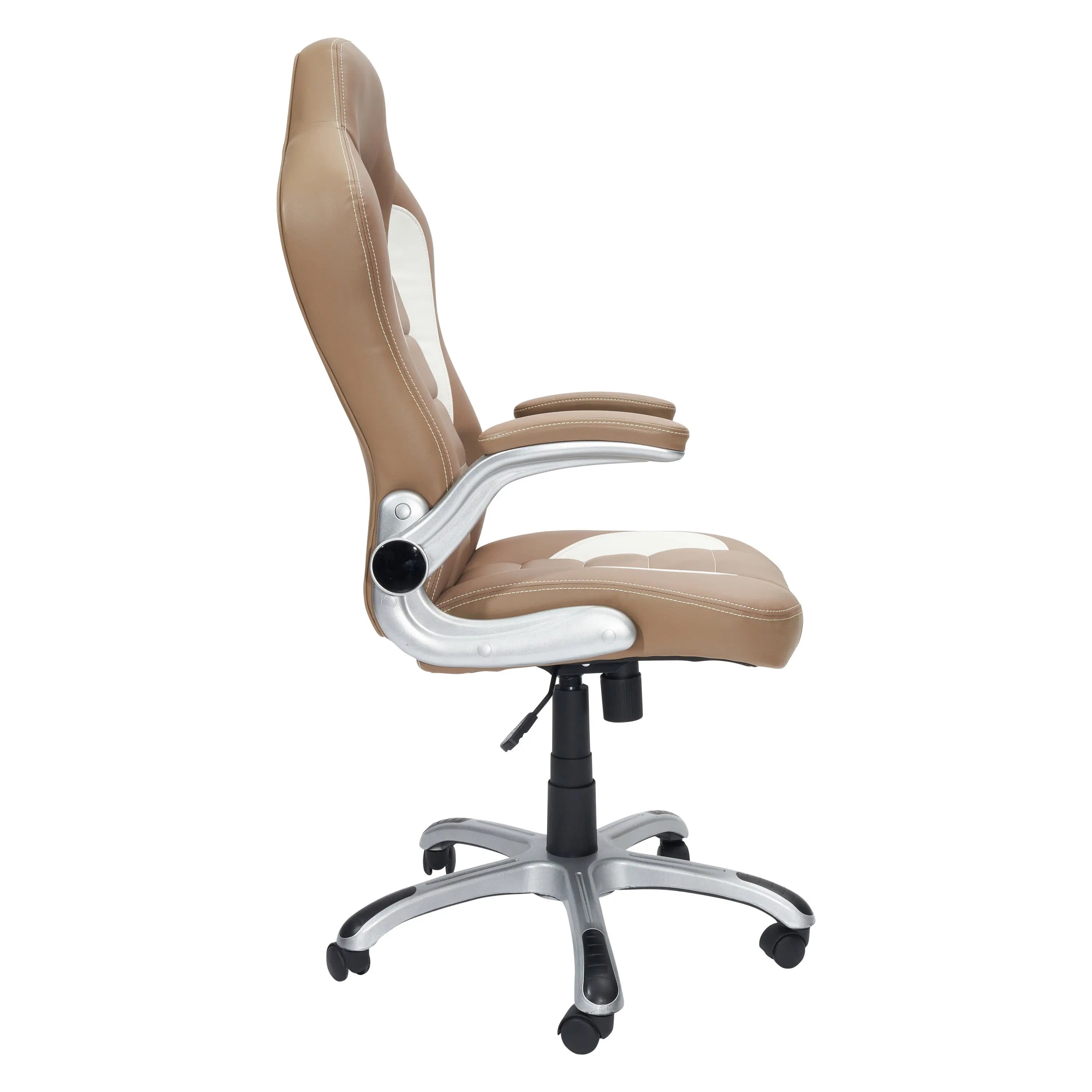 Techni Mobili High Back Executive Sport Race Office Chair with Flip-Up Arms, Camel - VINE GLOBAL