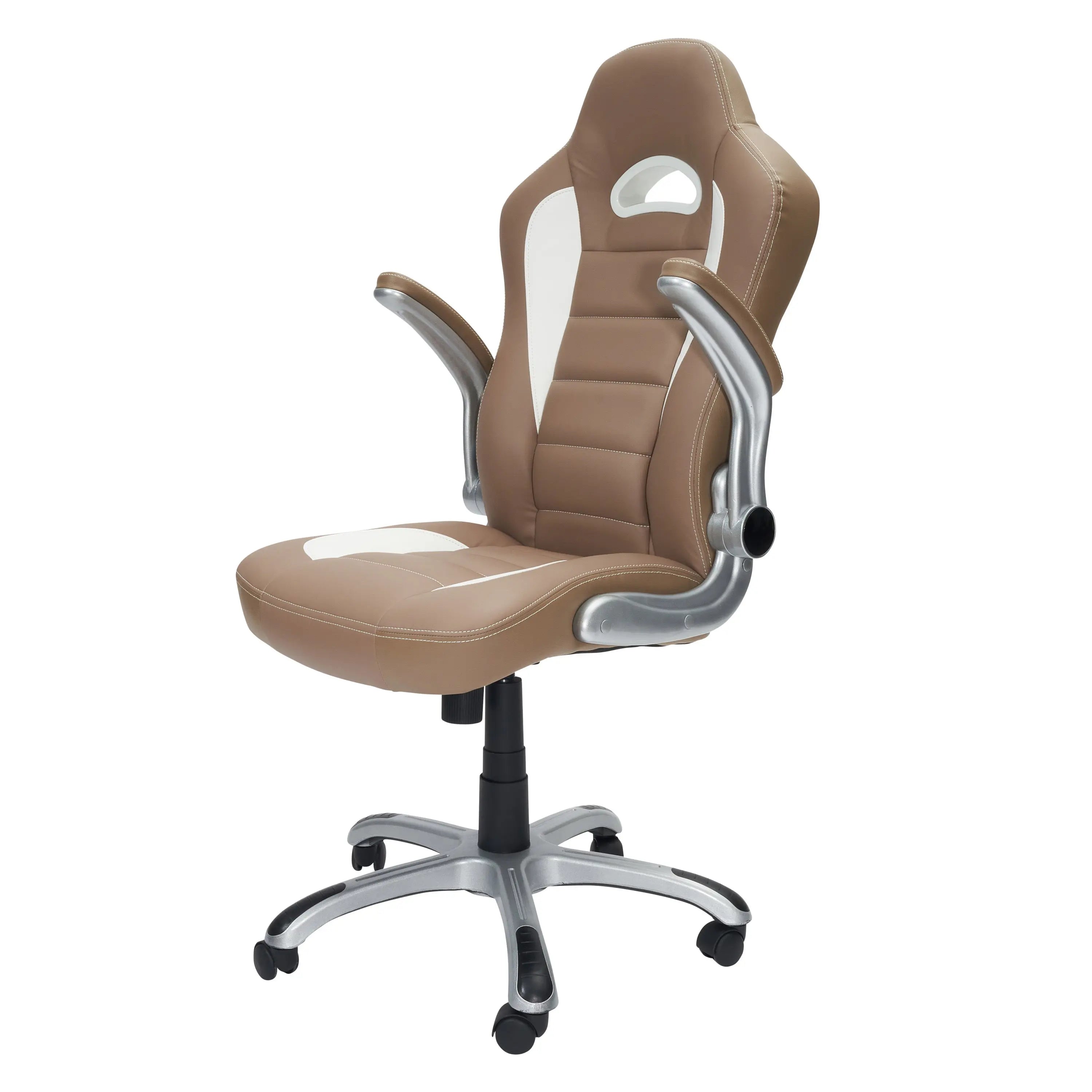 Techni Mobili High Back Executive Sport Race Office Chair with Flip-Up Arms, Camel - VINE GLOBAL