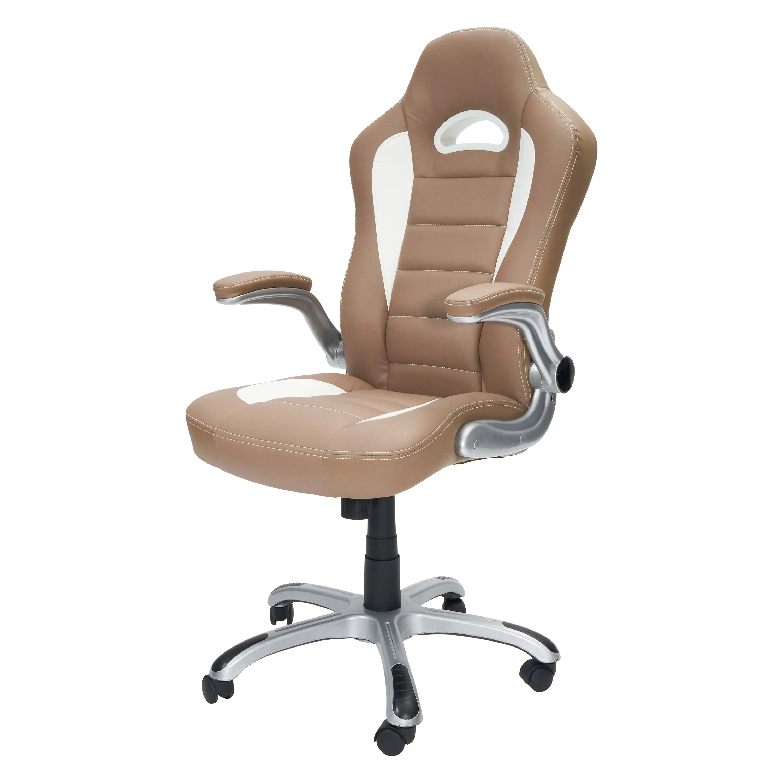 Techni Mobili High Back Executive Sport Race Office Chair with Flip-Up Arms, Camel - VINE GLOBAL