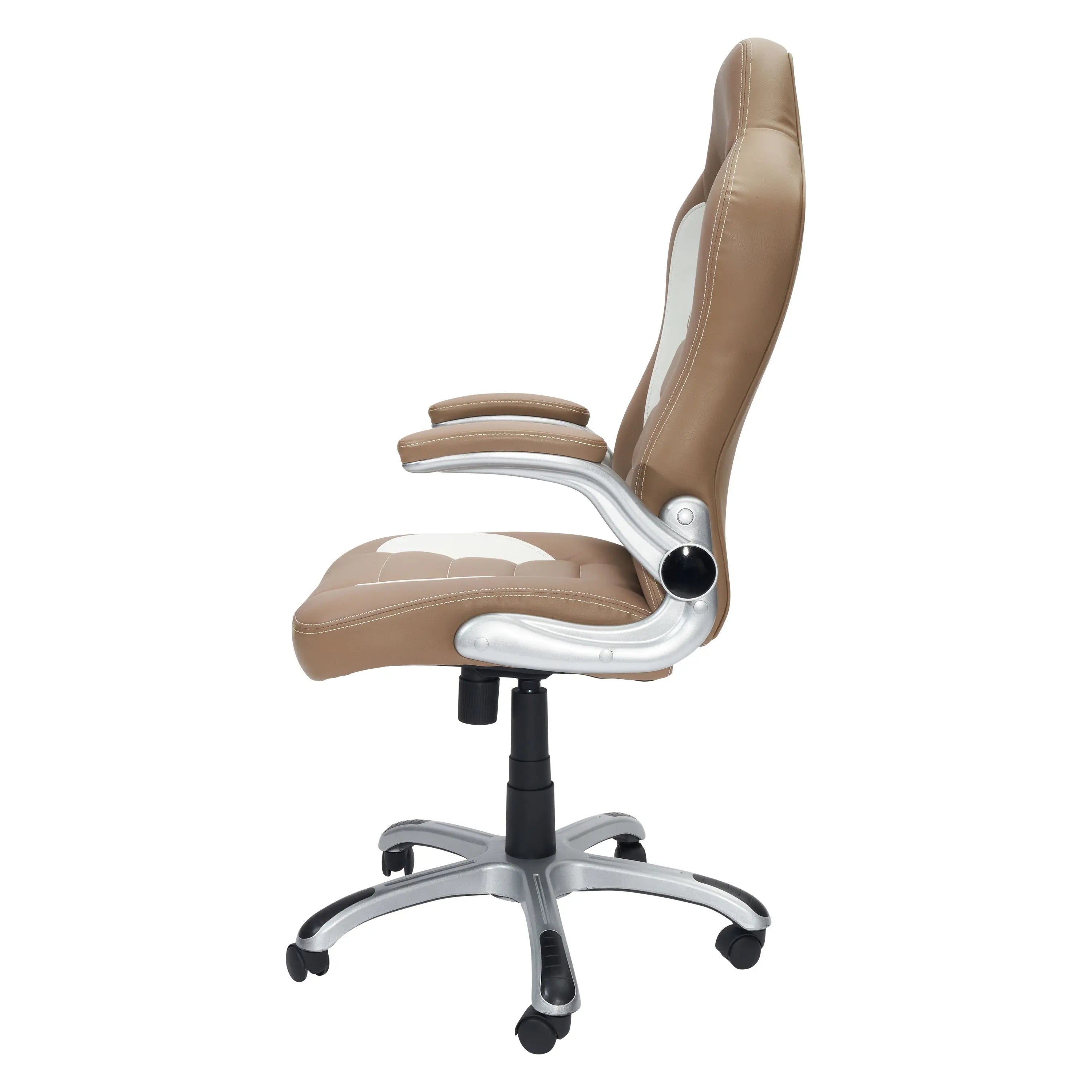 Techni Mobili High Back Executive Sport Race Office Chair with Flip-Up Arms, Camel - VINE GLOBAL