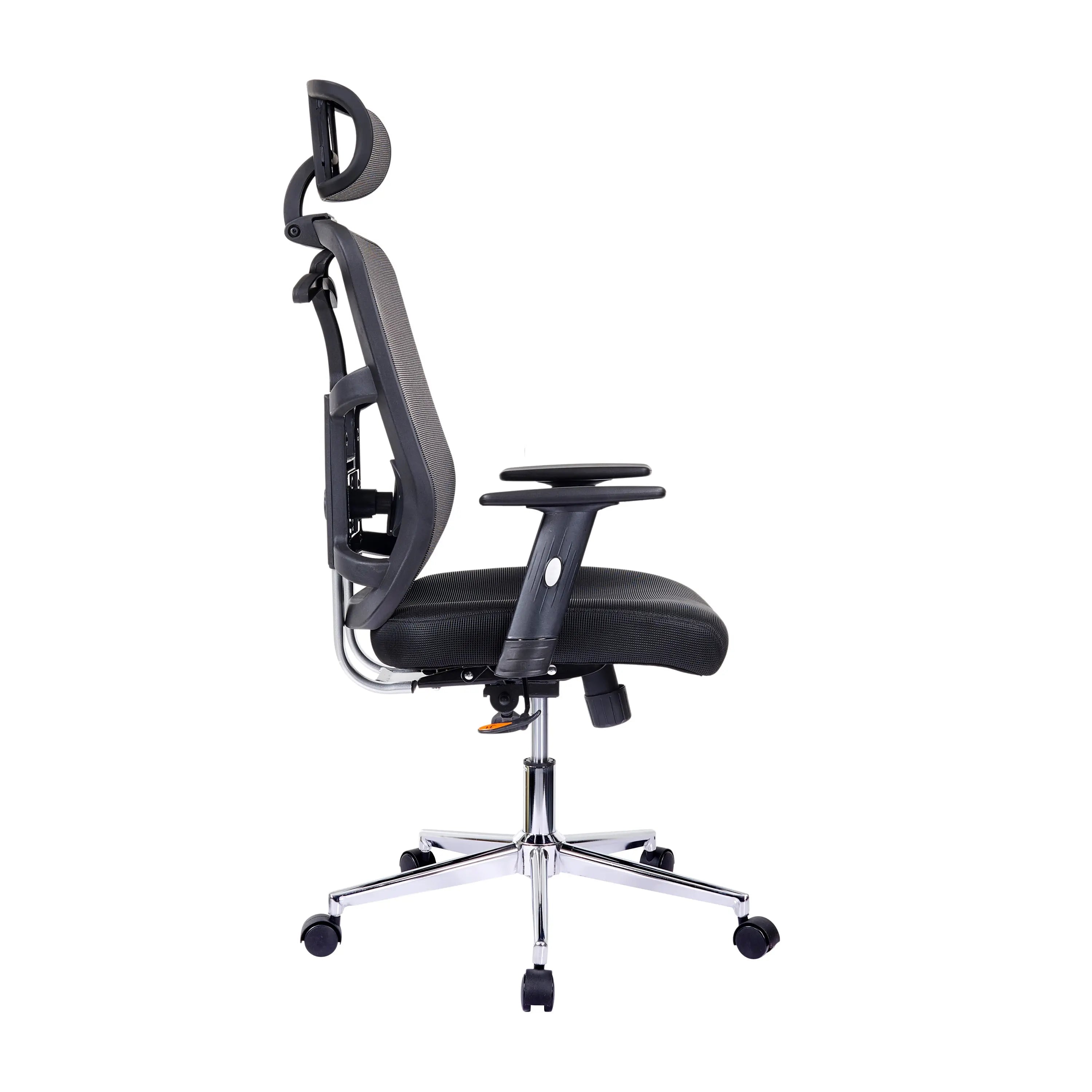 Techni Mobili High Back Executive Mesh Office Chair with Arms, Lumbar Support and Chrome Base, Black - VINE GLOBAL