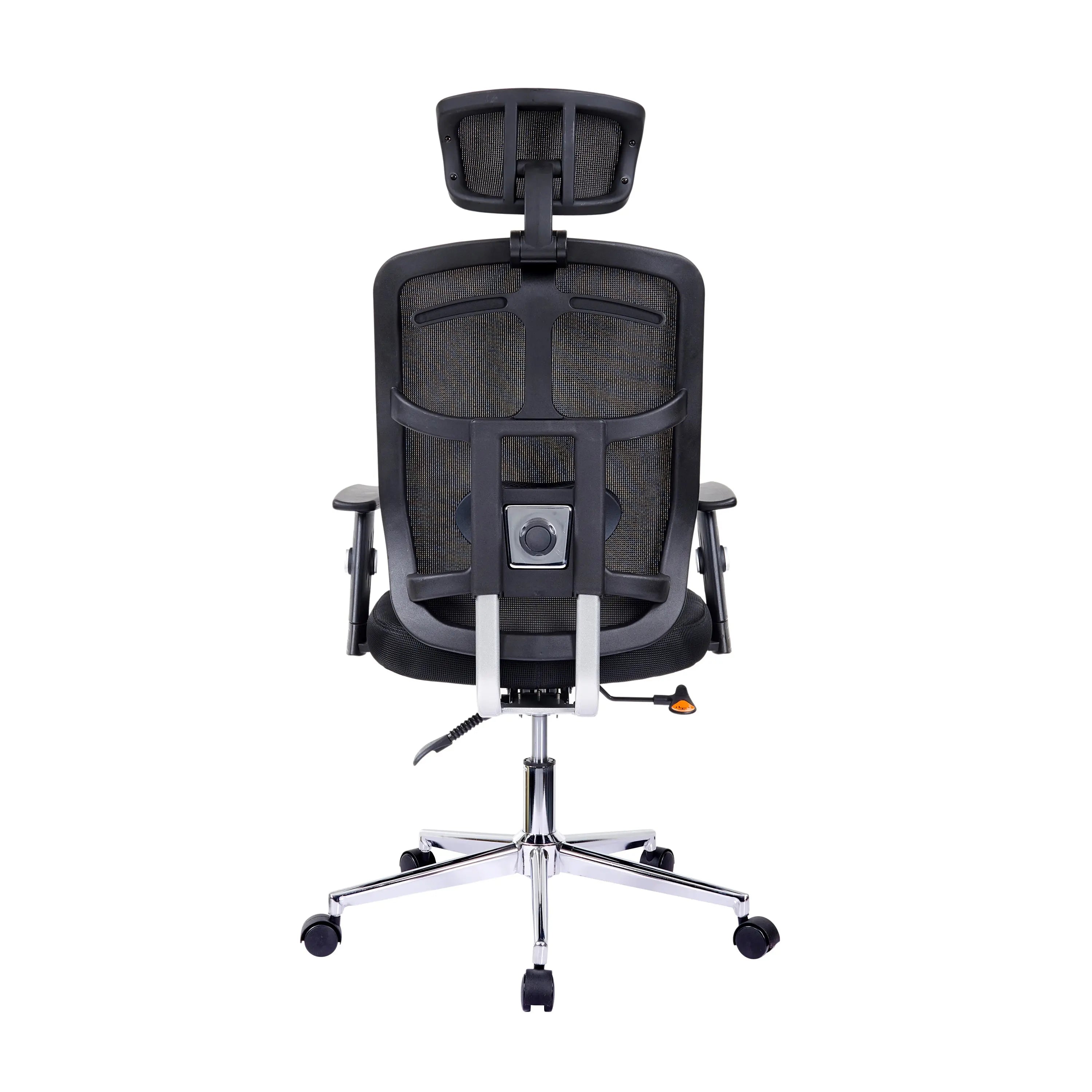 Techni Mobili High Back Executive Mesh Office Chair with Arms, Lumbar Support and Chrome Base, Black - VINE GLOBAL