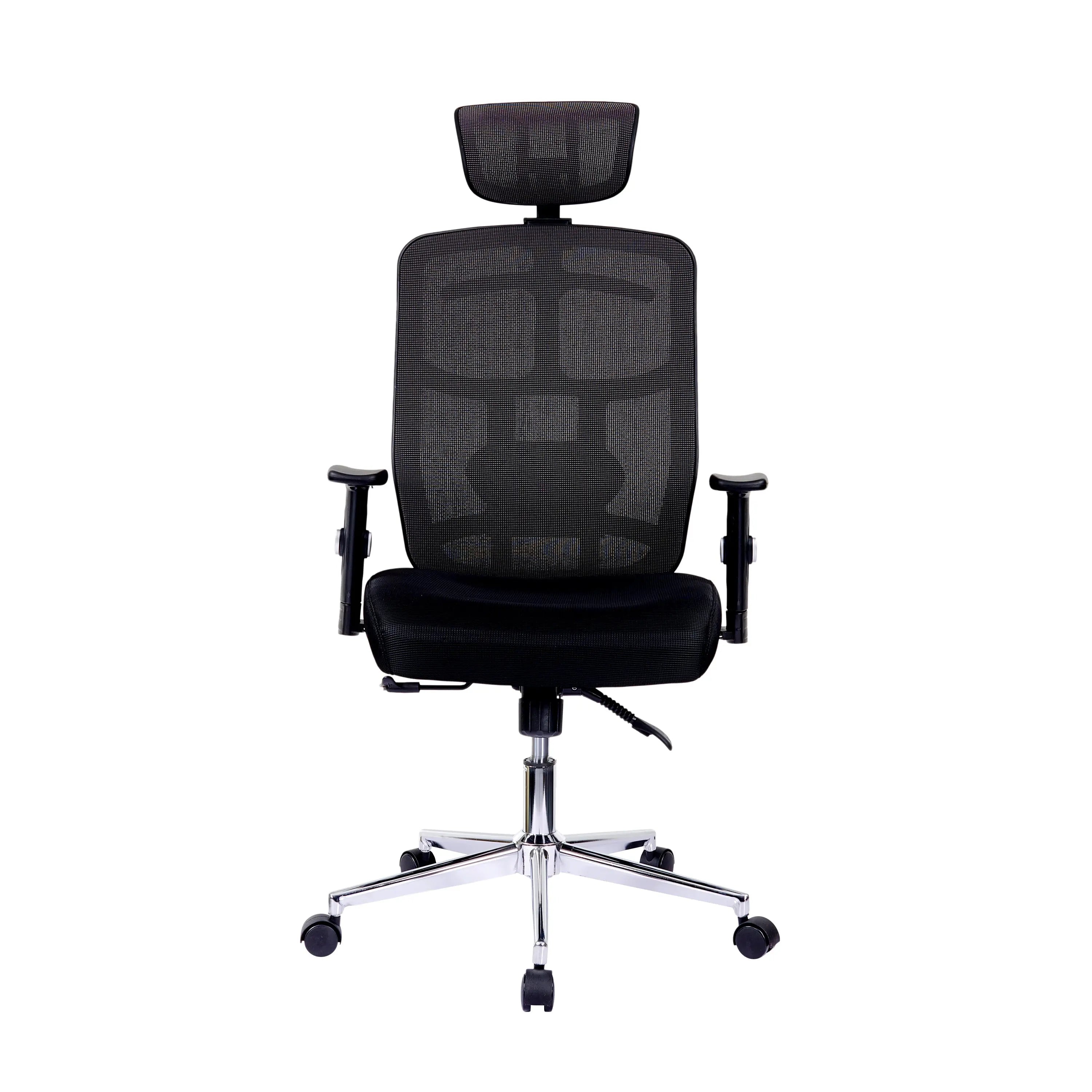 Techni Mobili High Back Executive Mesh Office Chair with Arms, Lumbar Support and Chrome Base, Black - VINE GLOBAL