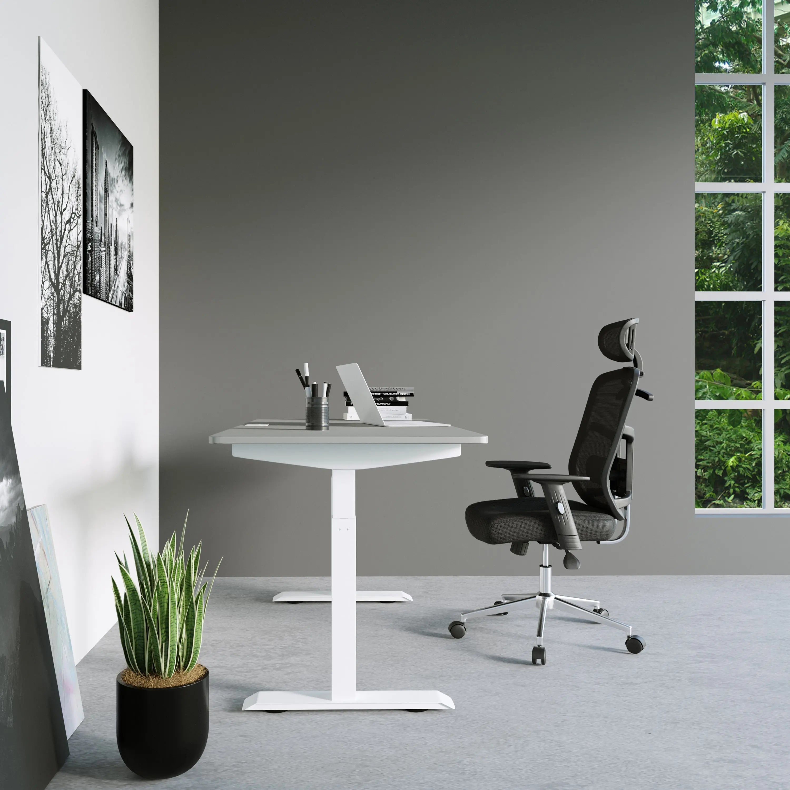 Techni Mobili High Back Executive Mesh Office Chair with Arms, Lumbar Support and Chrome Base, Black - VINE GLOBAL