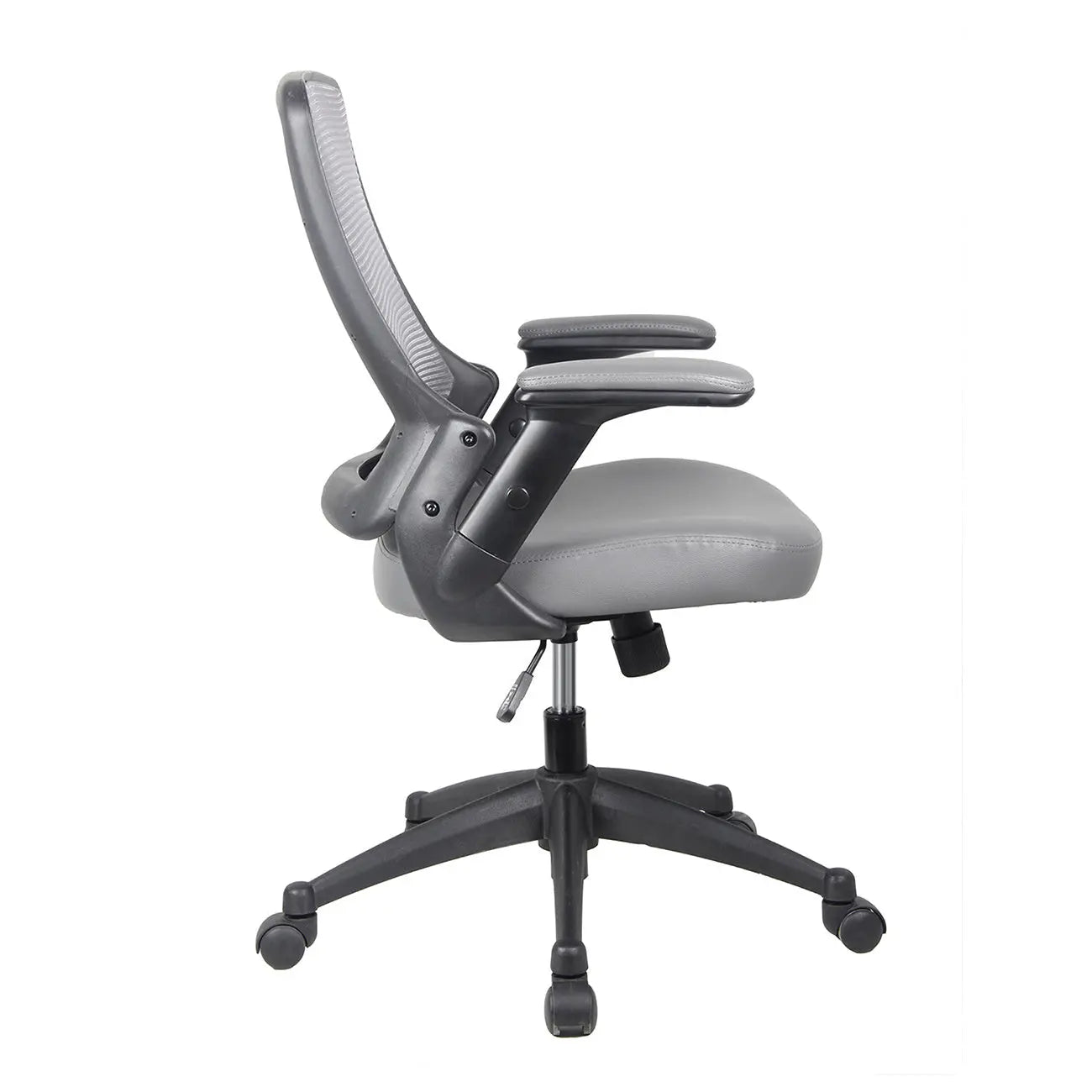 Techni Mobili Mid-Back Mesh Task Office Chair with Height Adjustable Arms, Grey - VINE GLOBAL