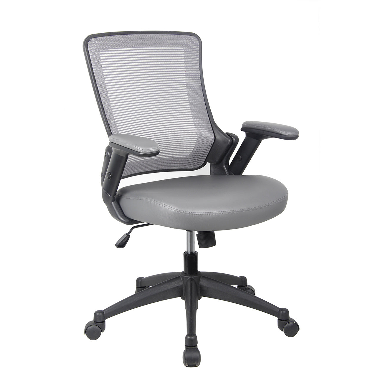 Techni Mobili Mid-Back Mesh Task Office Chair with Height Adjustable Arms, Grey - VINE GLOBAL