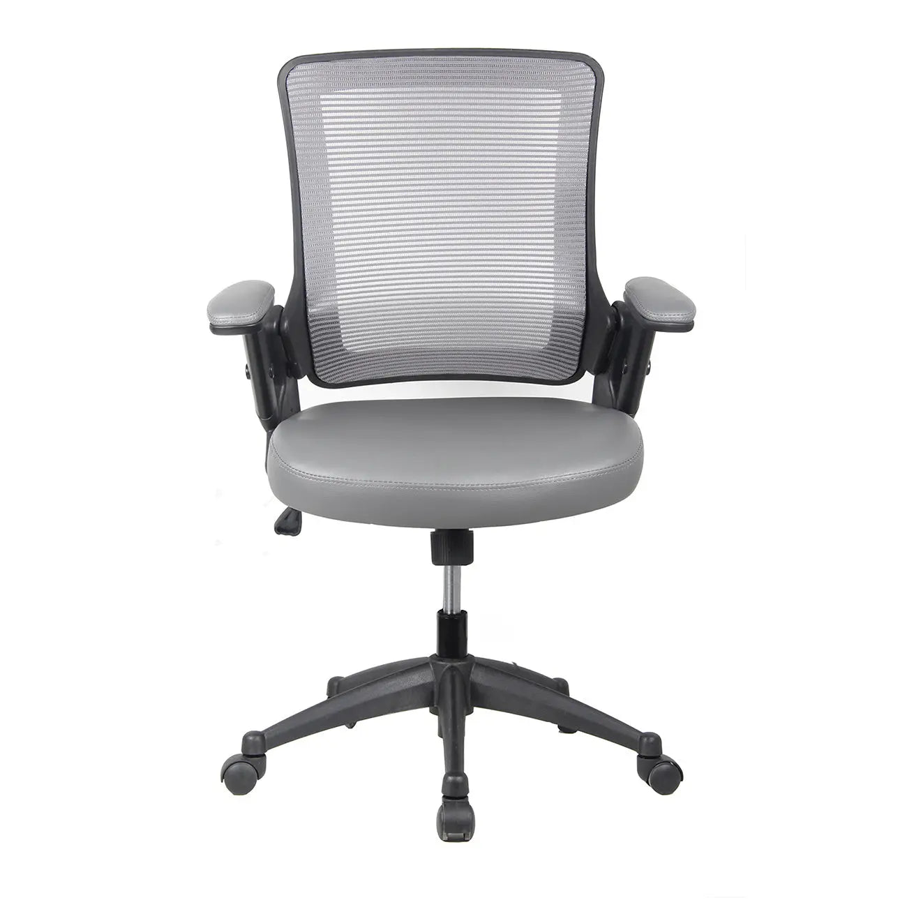 Techni Mobili Mid-Back Mesh Task Office Chair with Height Adjustable Arms, Grey - VINE GLOBAL