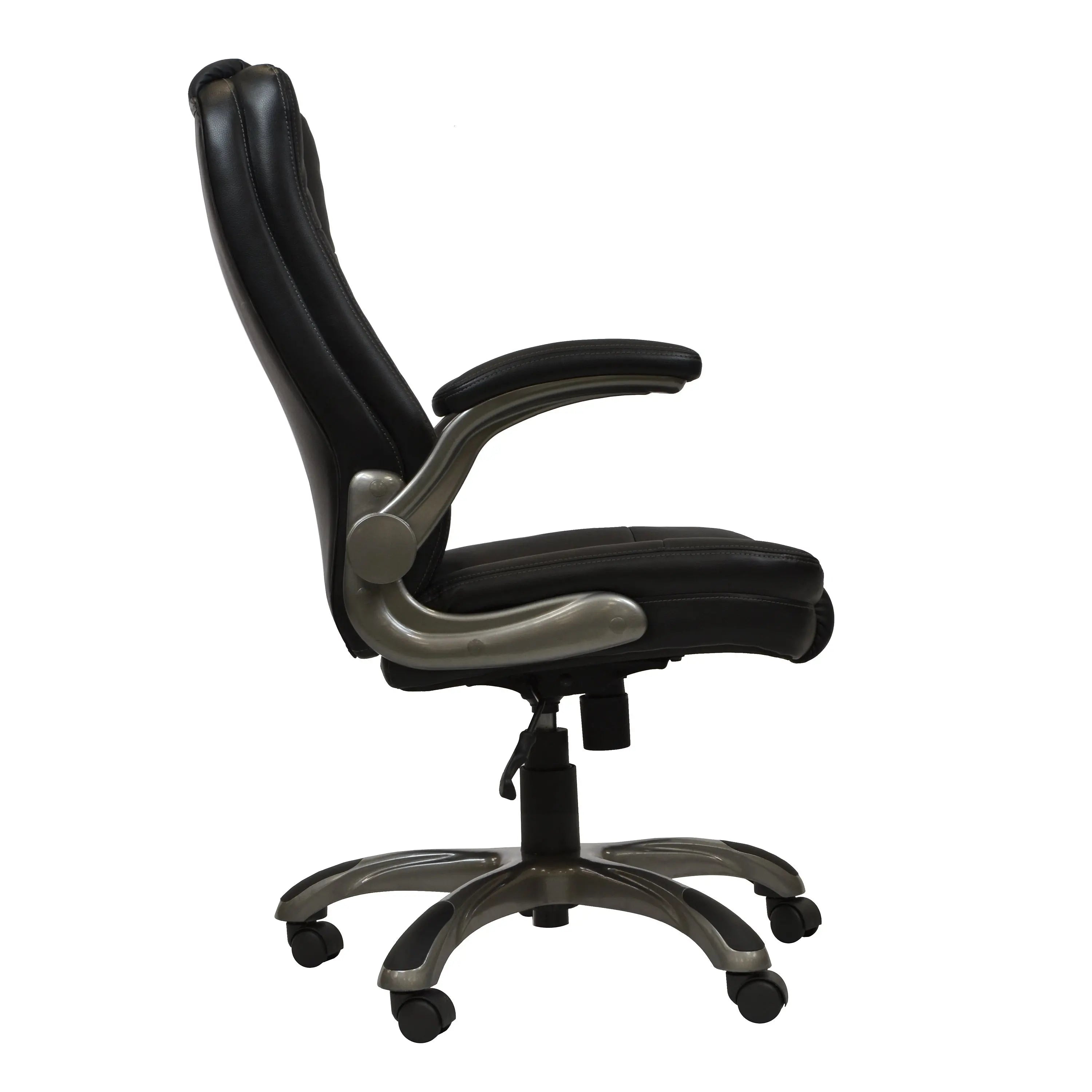Techni Mobili Medium Back Executive Office Chair with Flip-up Arms, Black - VINE GLOBAL