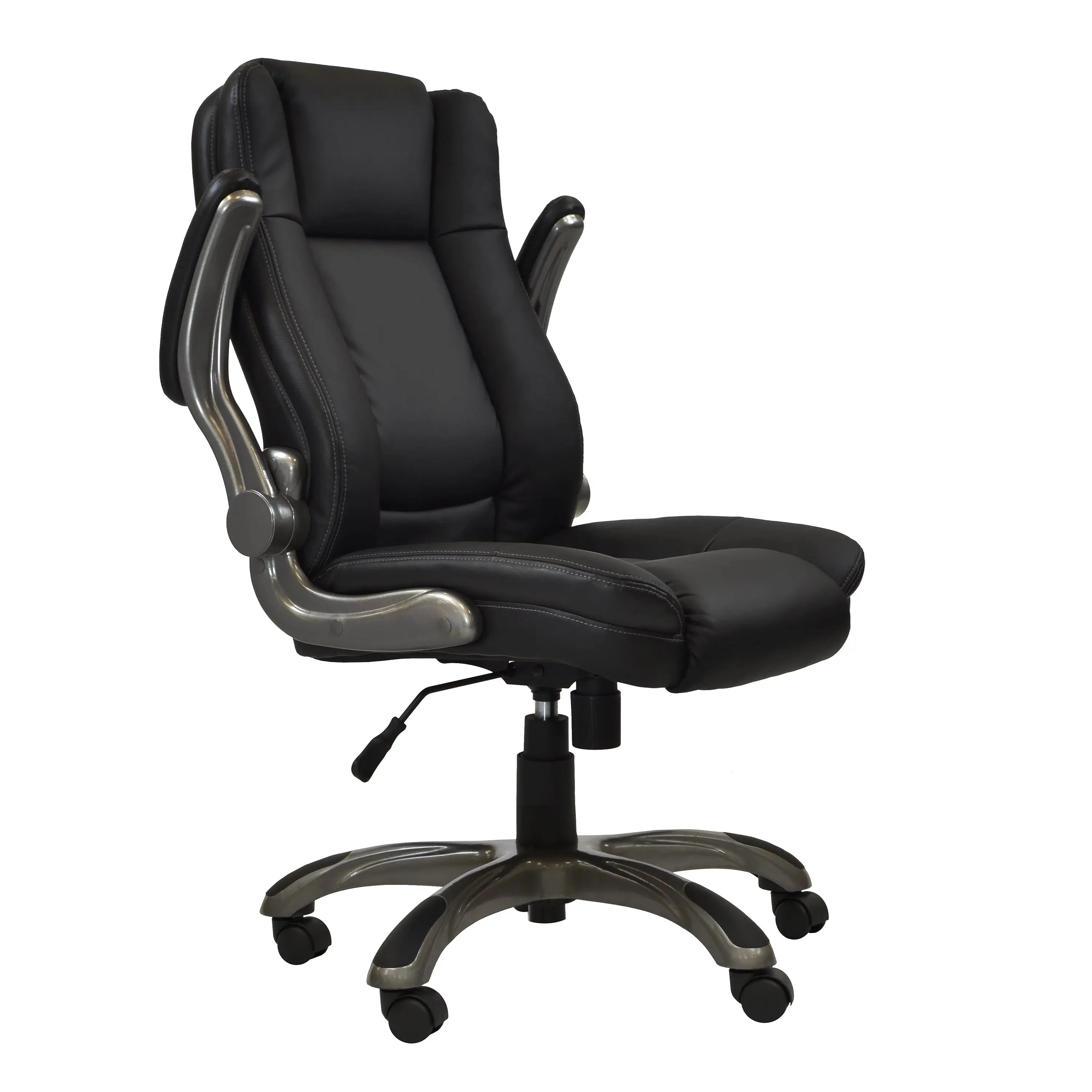 Techni Mobili Medium Back Executive Office Chair with Flip-up Arms, Black - VINE GLOBAL