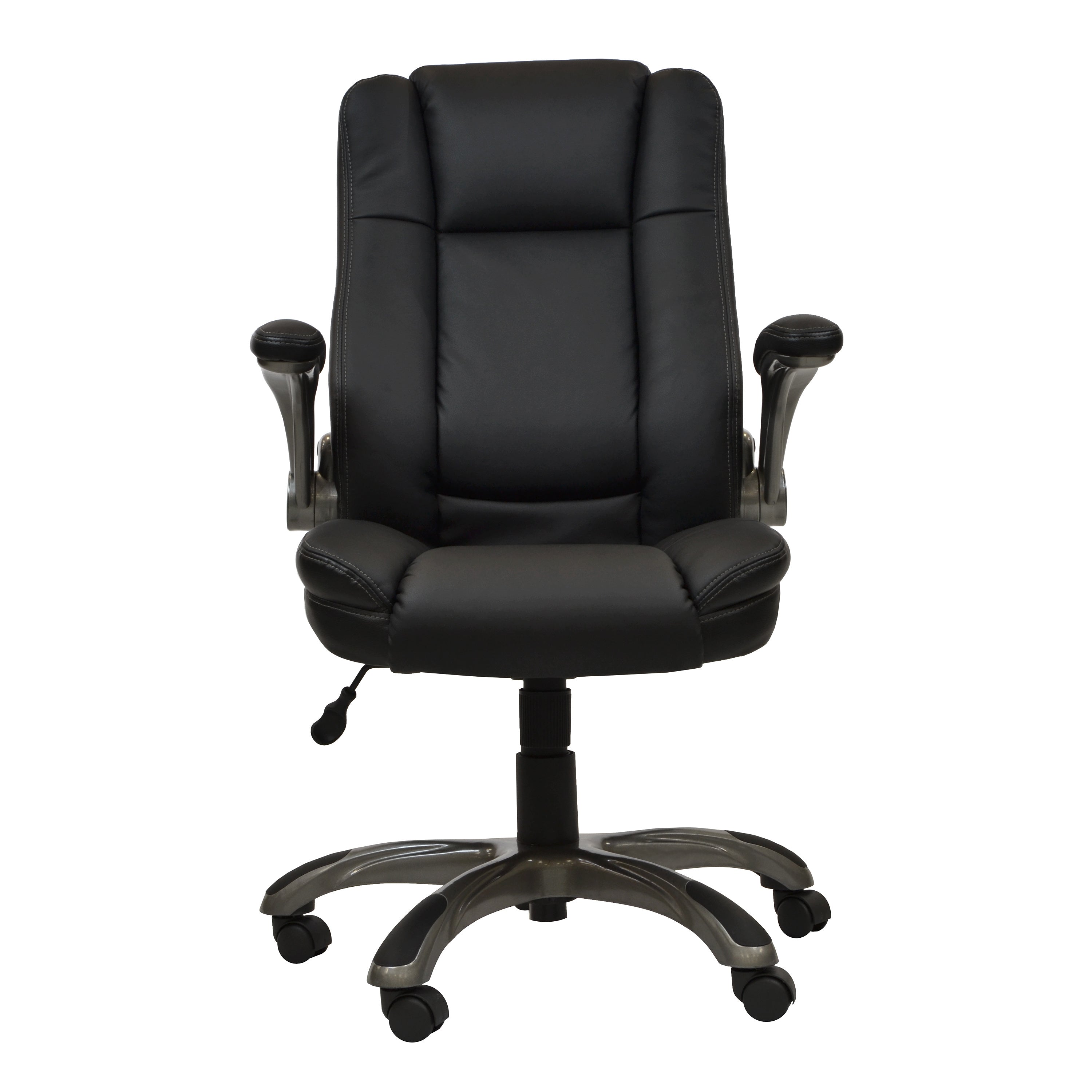 Techni Mobili Medium Back Executive Office Chair with Flip-up Arms, Black - VINE GLOBAL