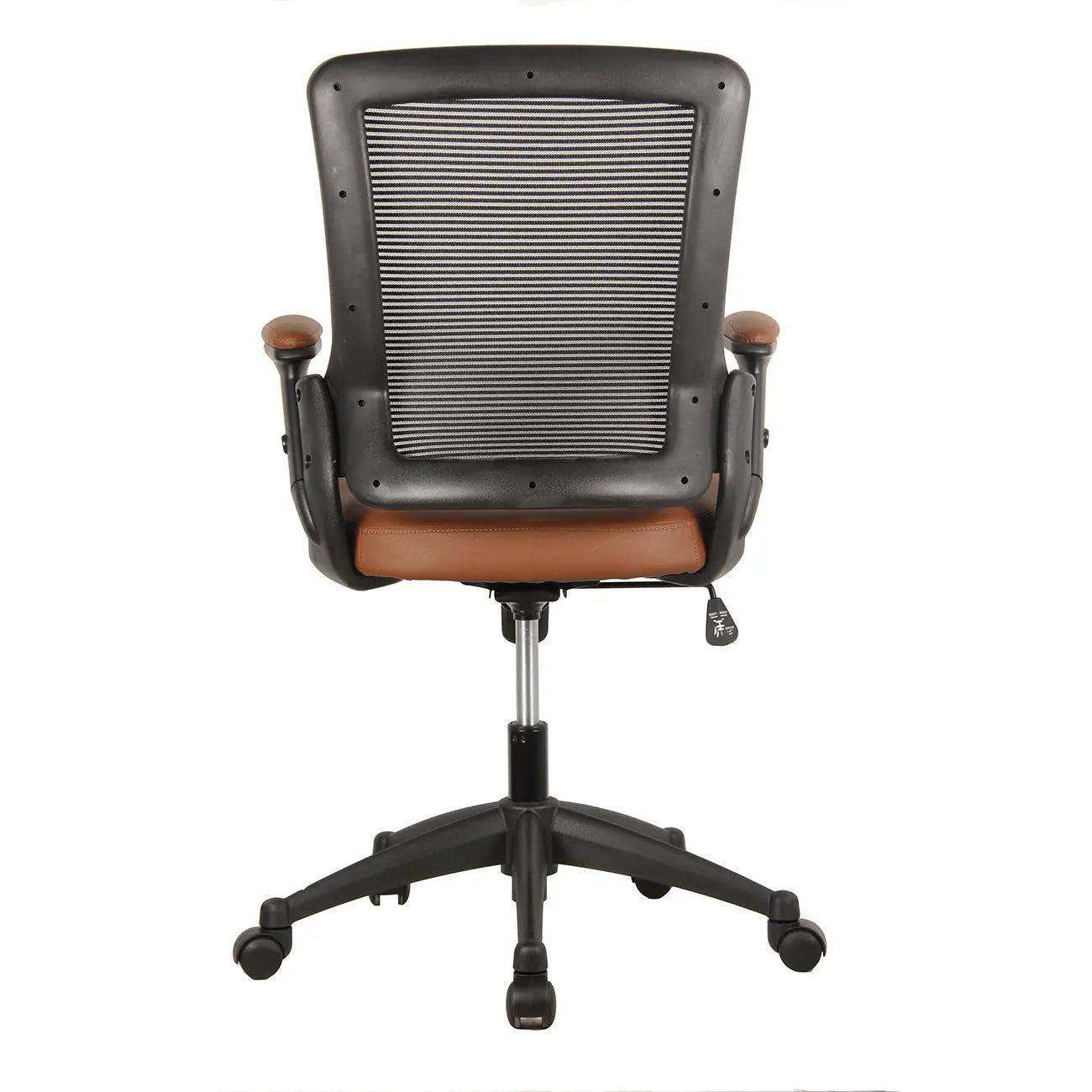 Techni Mobili Mid-Back Mesh Task Office Chair with Height Adjustable Arms, Brown - VINE GLOBAL