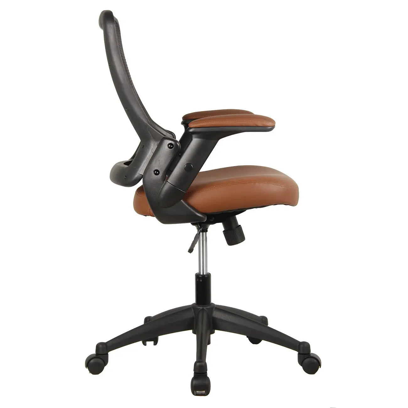 Techni Mobili Mid-Back Mesh Task Office Chair with Height Adjustable Arms, Brown - VINE GLOBAL
