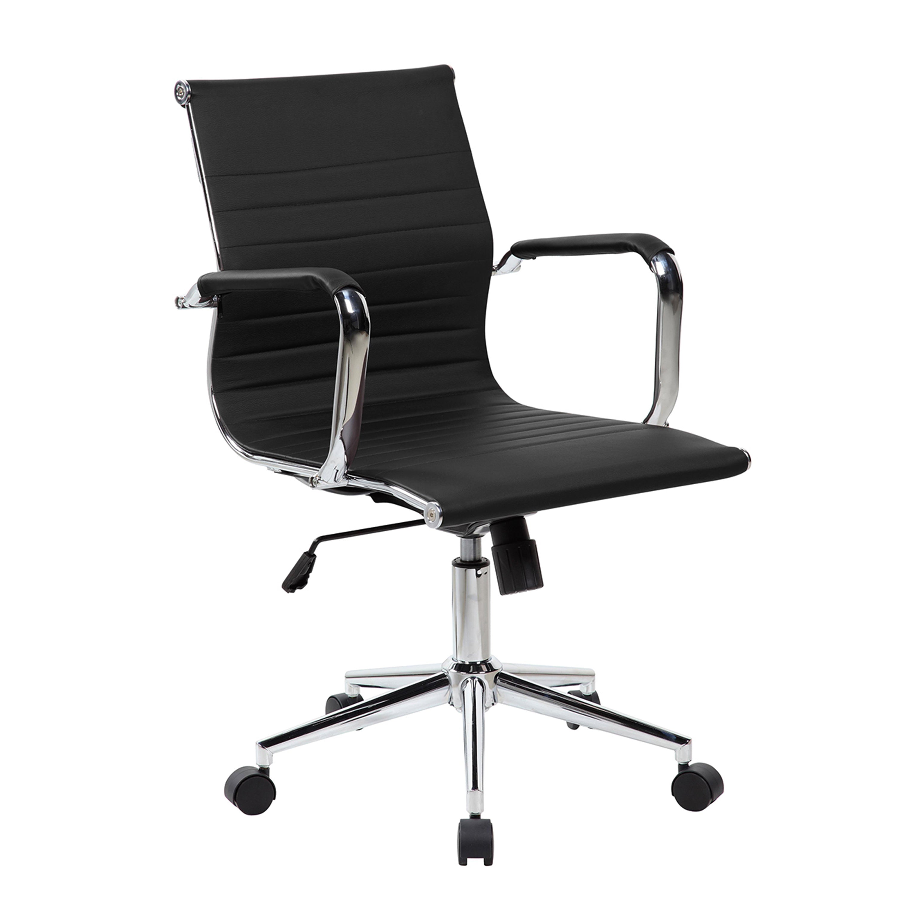 Techni Mobili Modern Medium Back Executive Office Chair, Black - VINE GLOBAL