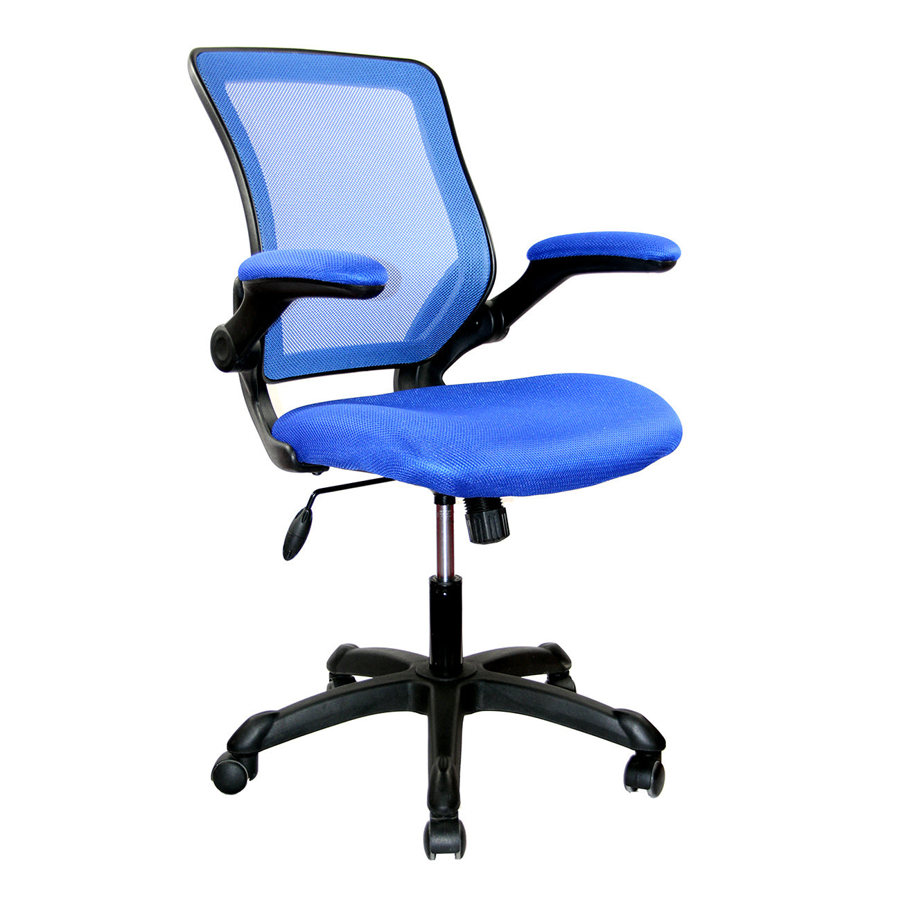 Techni Mobili Mesh Task Office Chair with Flip Up Arms, Blue - VINE GLOBAL