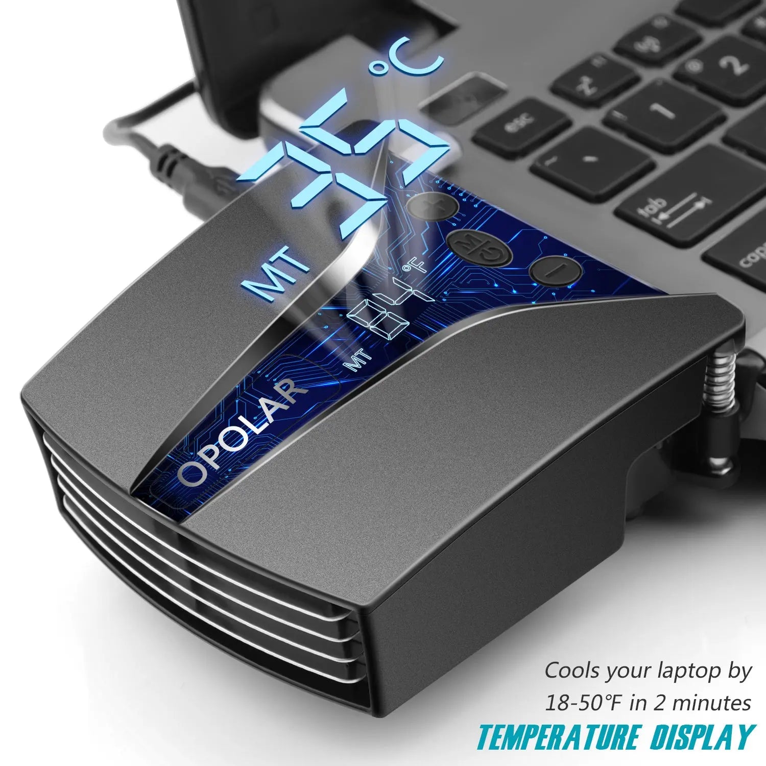 Laptop Fan Cooler with Temperature Display;  Rapid Cooling;  Auto-Temp Detection;  13 Wind Speed(2600-5000RPM);  Perfect for Gaming Laptop;  Nintendo Switch - VINE GLOBAL