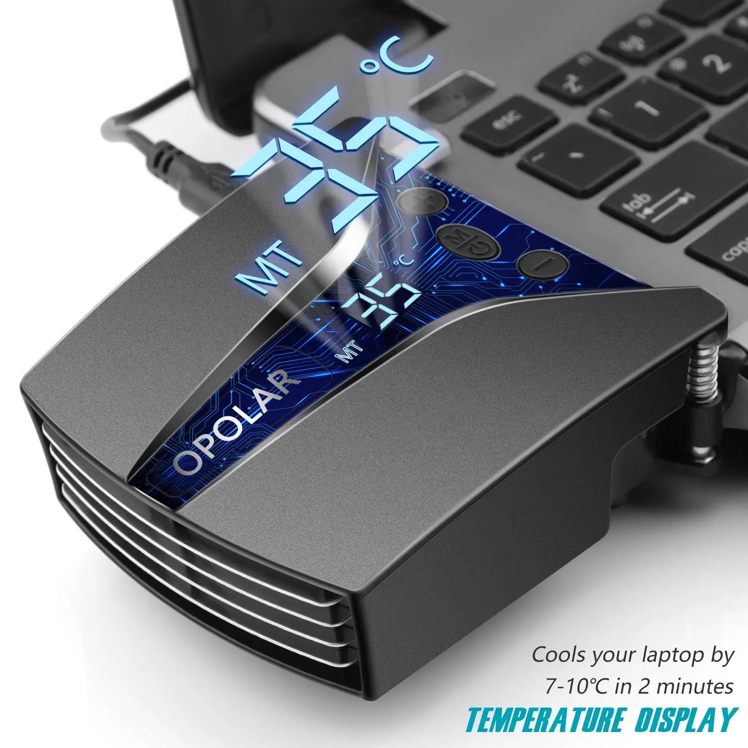 Laptop Fan Cooler with Temperature Display;  Rapid Cooling;  Auto-Temp Detection;  13 Wind Speed(2600-5000RPM);  Perfect for Gaming Laptop;  Nintendo Switch - VINE GLOBAL