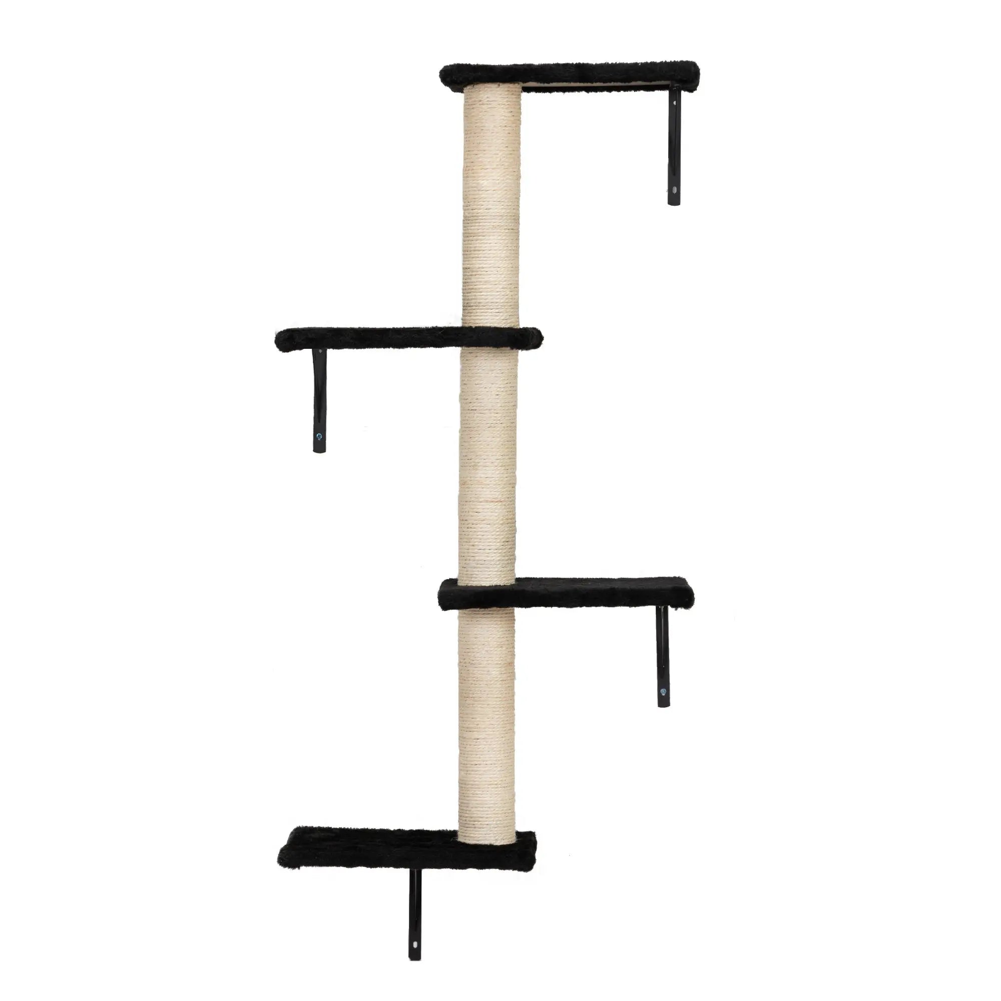 5 Pcs Wall Mounted Cat Climber Set;  Floating Cat Shelves and Perches;  Cat Activity Tree with Scratching Posts;  Modern Cat Furniture - VINE GLOBAL