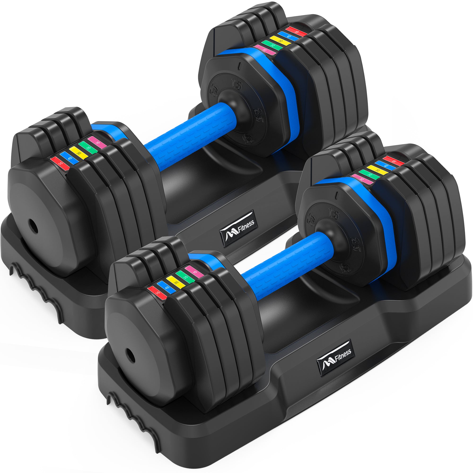 Adjustable Dumbbell - 55lb x2 Dumbbell Set of 2 with Anti-Slip Handle, Fast Adjust Weight by Turning Handle with Tray, Exercise Fitness Dumbbell Suitable for Full Body Workout - VINE GLOBAL