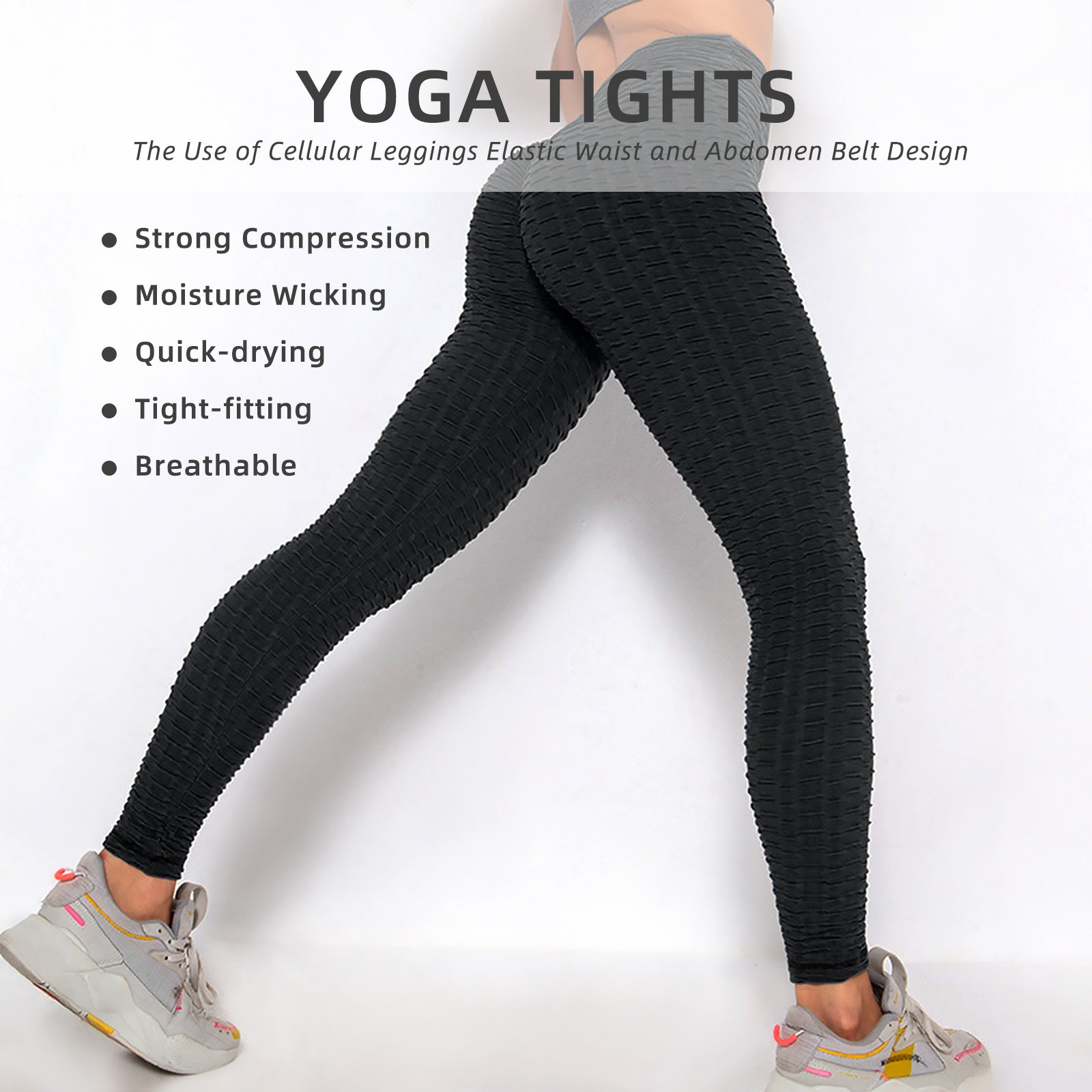 Women TIK Tok Leggings Bubble Textured Butt Lifting Yoga Pants Black Small - VINE GLOBAL