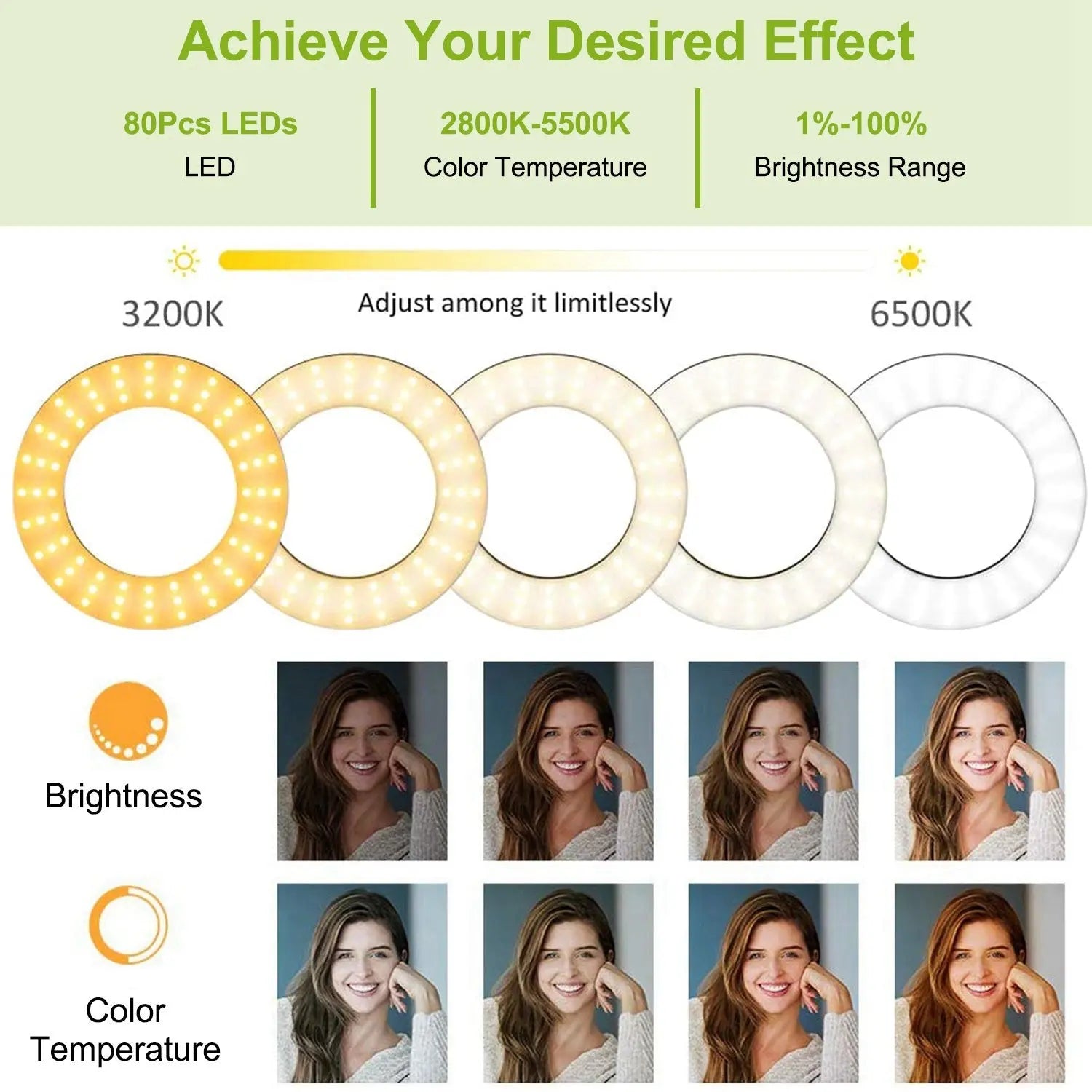 9" Dimmable LED Ring Light w/ Tripod Phone Selfie Camera Studio Photo Video Makeup Lamp - VINE GLOBAL