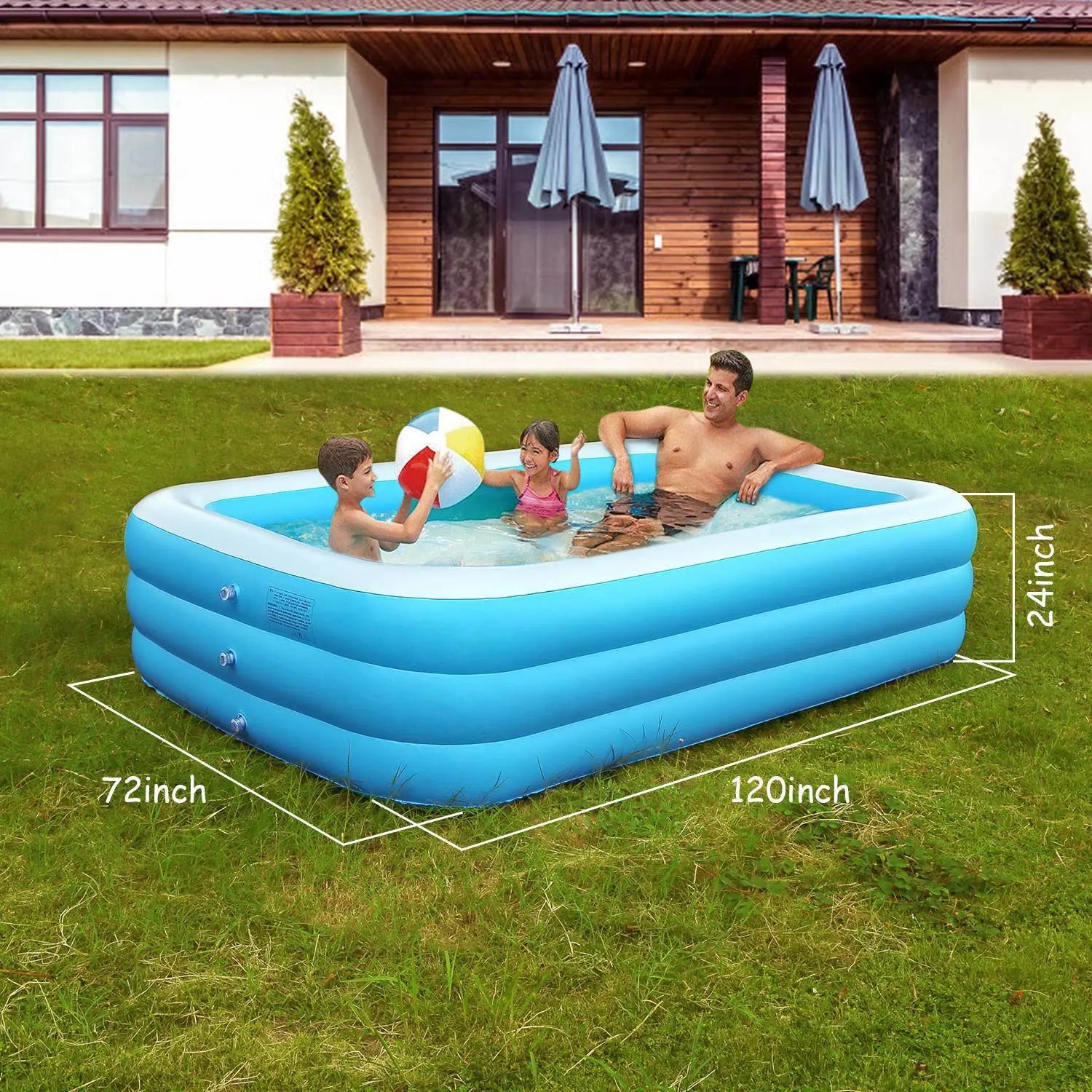 Inflatable Swimming Pools Family Swim Play Center Pool Blow up Kiddie Pool for Family Inflatable Lounge Pool for Kids Baby Adult Inflatable Water Ball Pool - VINE GLOBAL