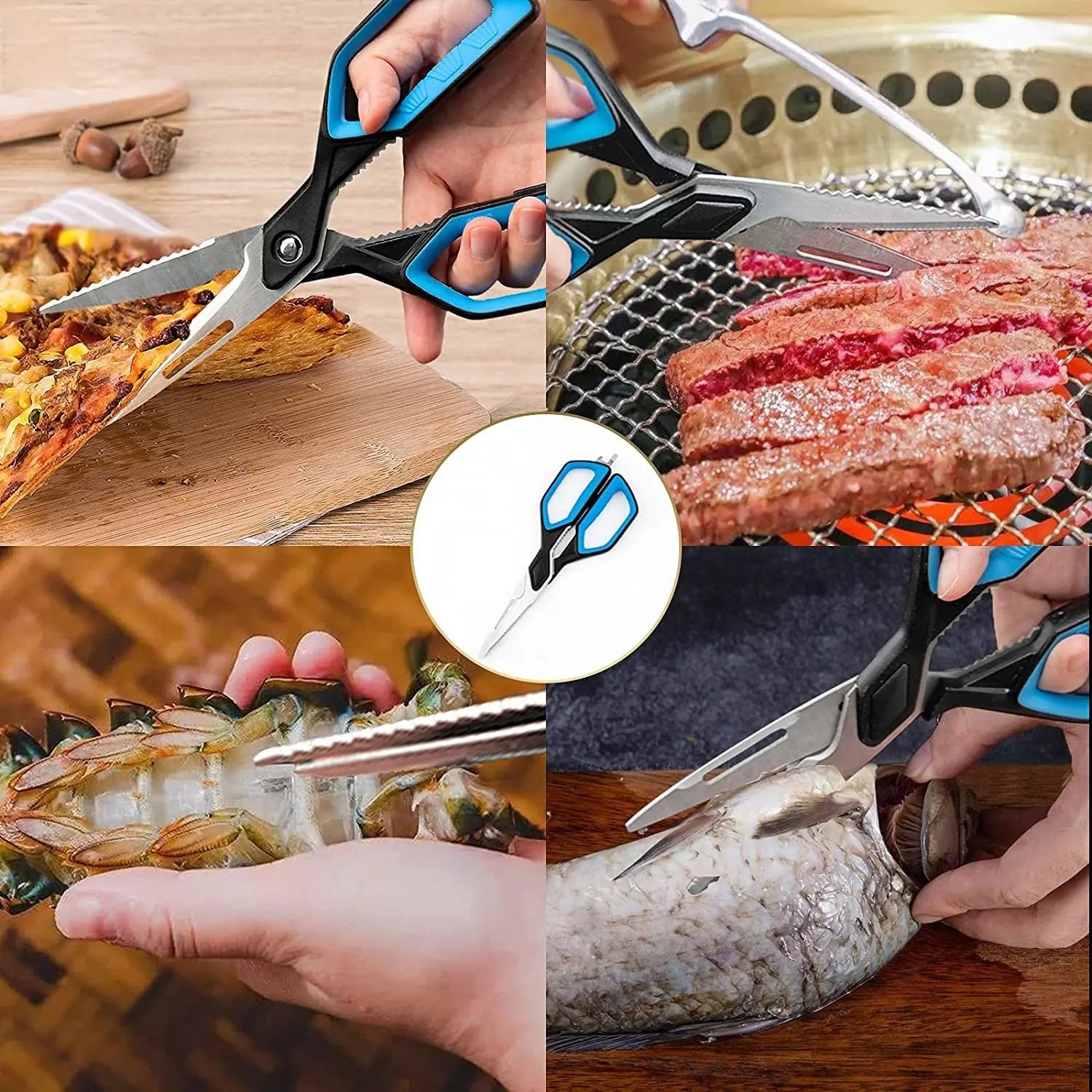 Kitchen Scissors;  Cookit Kitchen Shears Heavy Duty Stainless Steel Chef Shears Utility Come Apart Food Shears for Chicken Poultry Fish Meat Vegetables - VINE GLOBAL