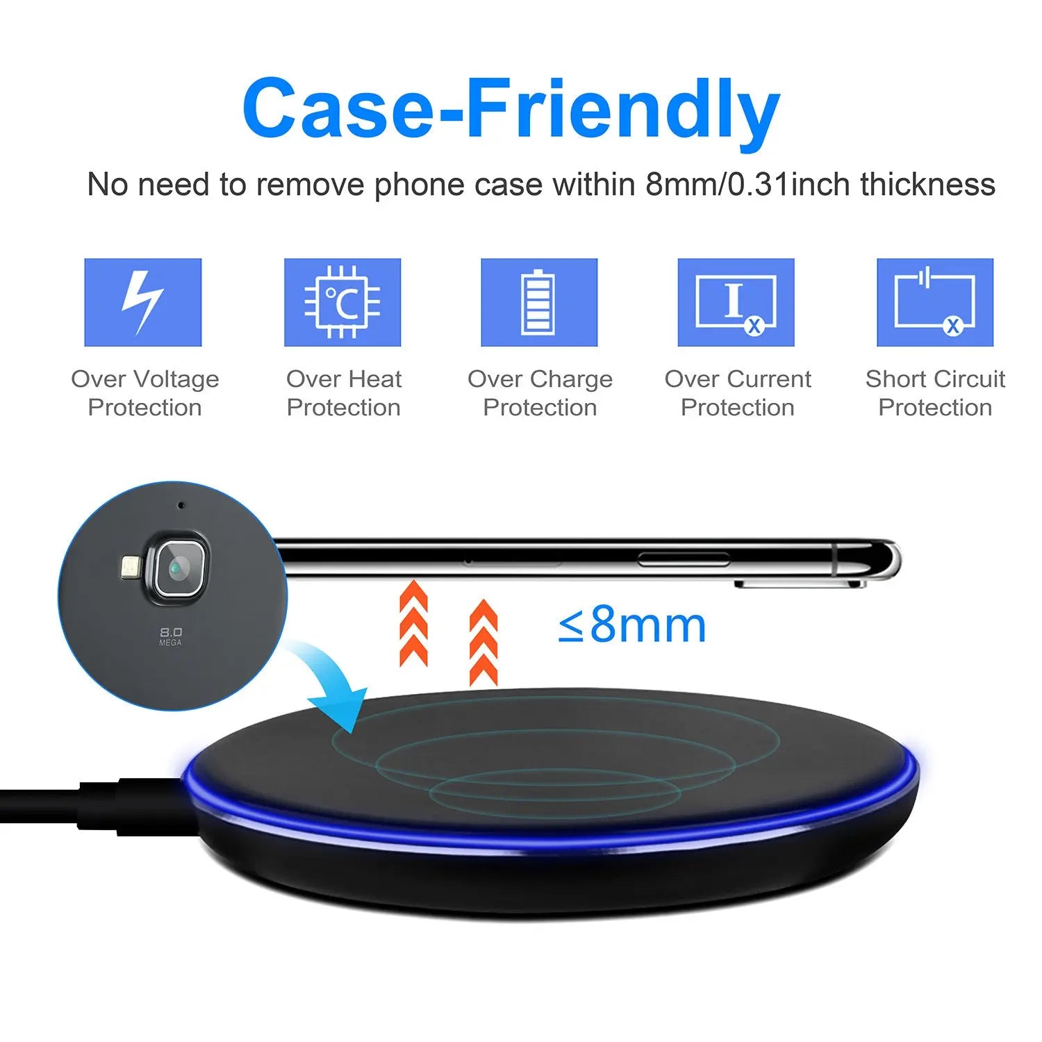 Wireless Charger Qi-Certified Ultra-Slim 5W Charging Pad for iPhone XS MAX/XR/XS/X/ 8/8 Plus - VINE GLOBAL