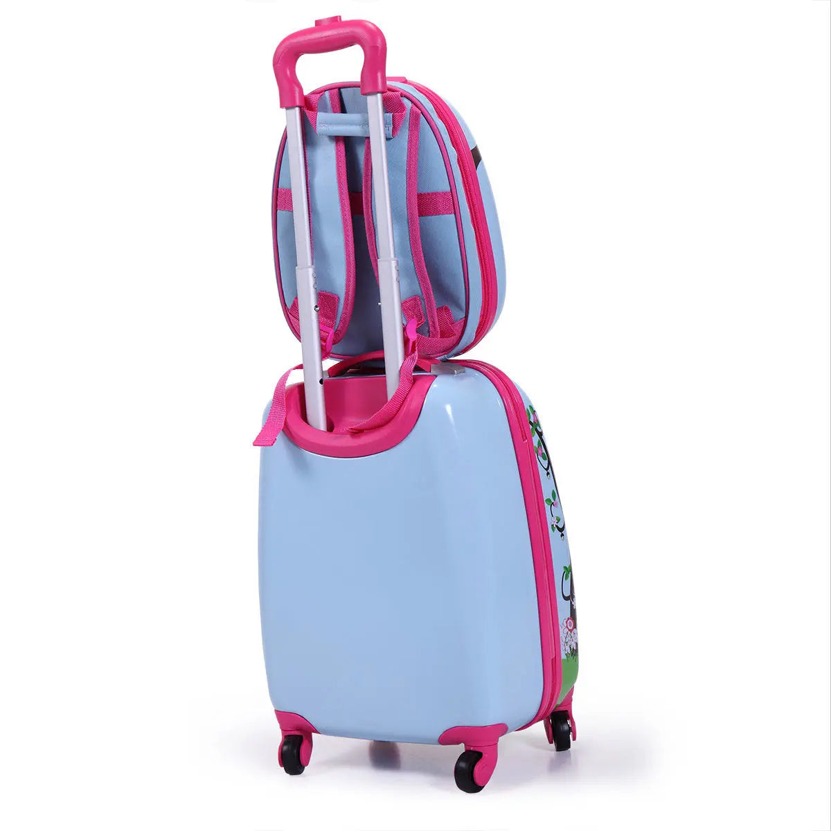 2 PCS Kids Luggage Set, 12" Backpack and 16" Spinner Case with 4 Universal Wheels, Travel Suitcase for Boys Girls - VINE GLOBAL