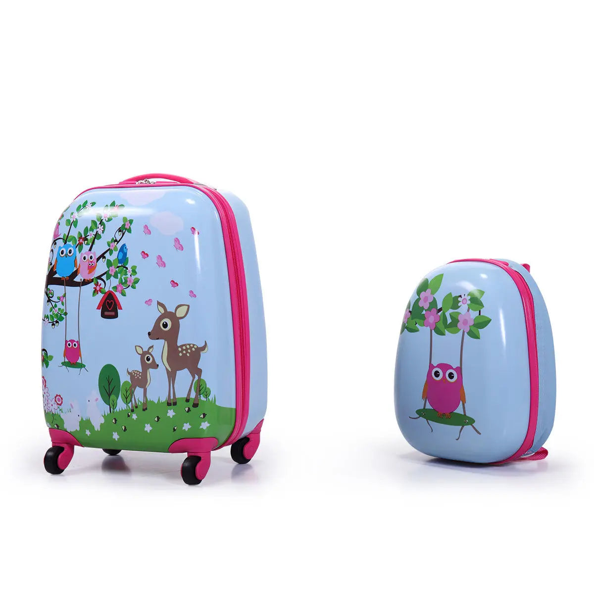 2 PCS Kids Luggage Set, 12" Backpack and 16" Spinner Case with 4 Universal Wheels, Travel Suitcase for Boys Girls - VINE GLOBAL