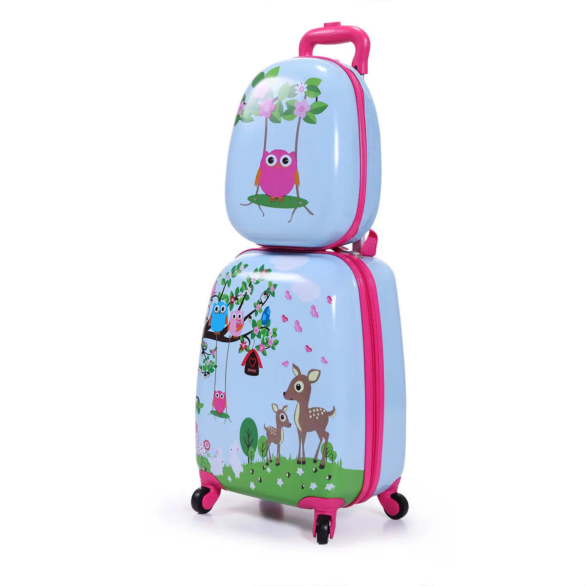 2 PCS Kids Luggage Set, 12" Backpack and 16" Spinner Case with 4 Universal Wheels, Travel Suitcase for Boys Girls - VINE GLOBAL