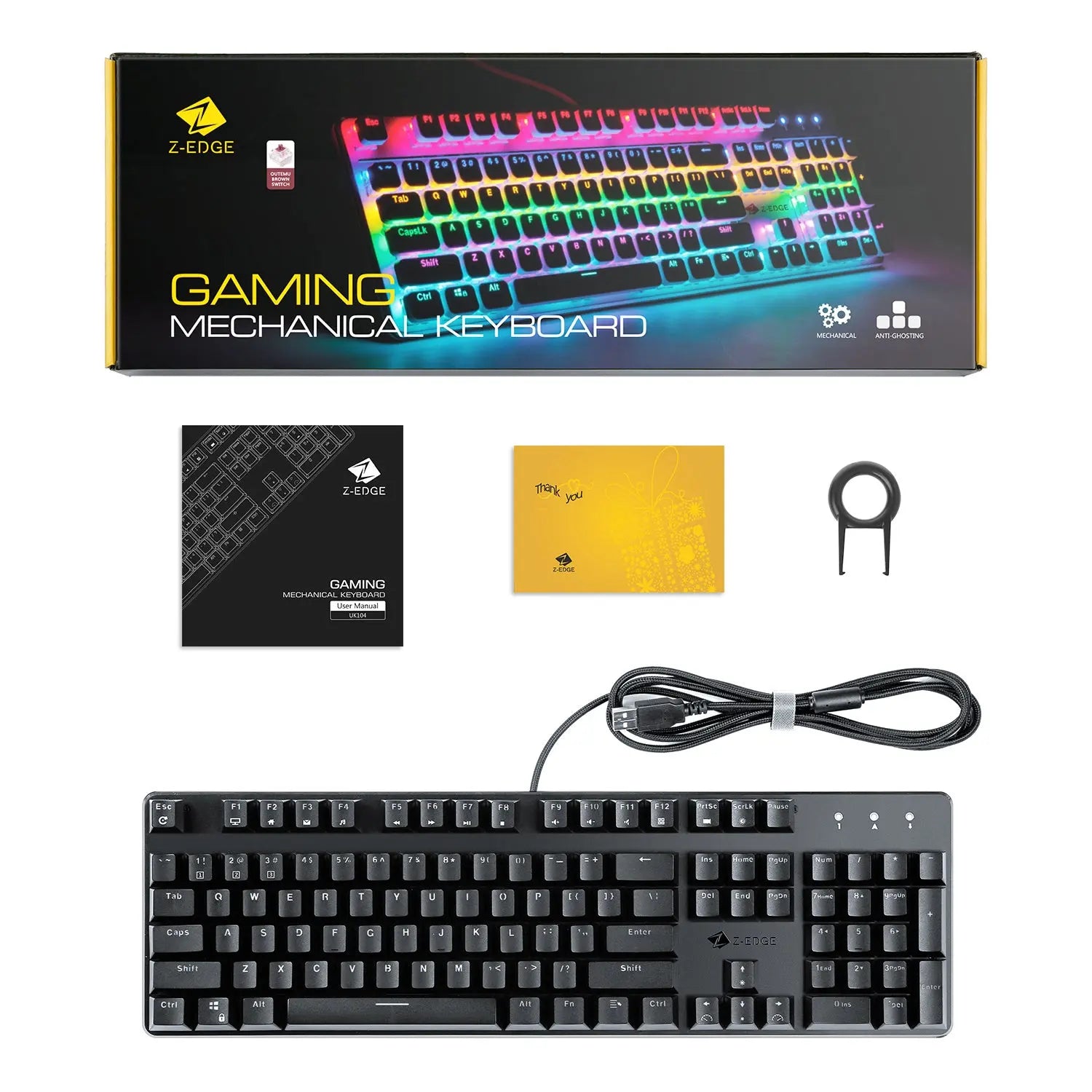 Z-EDGE UK104 104 Keys USB Wired Mechanical Gaming Keyboard - VINE GLOBAL