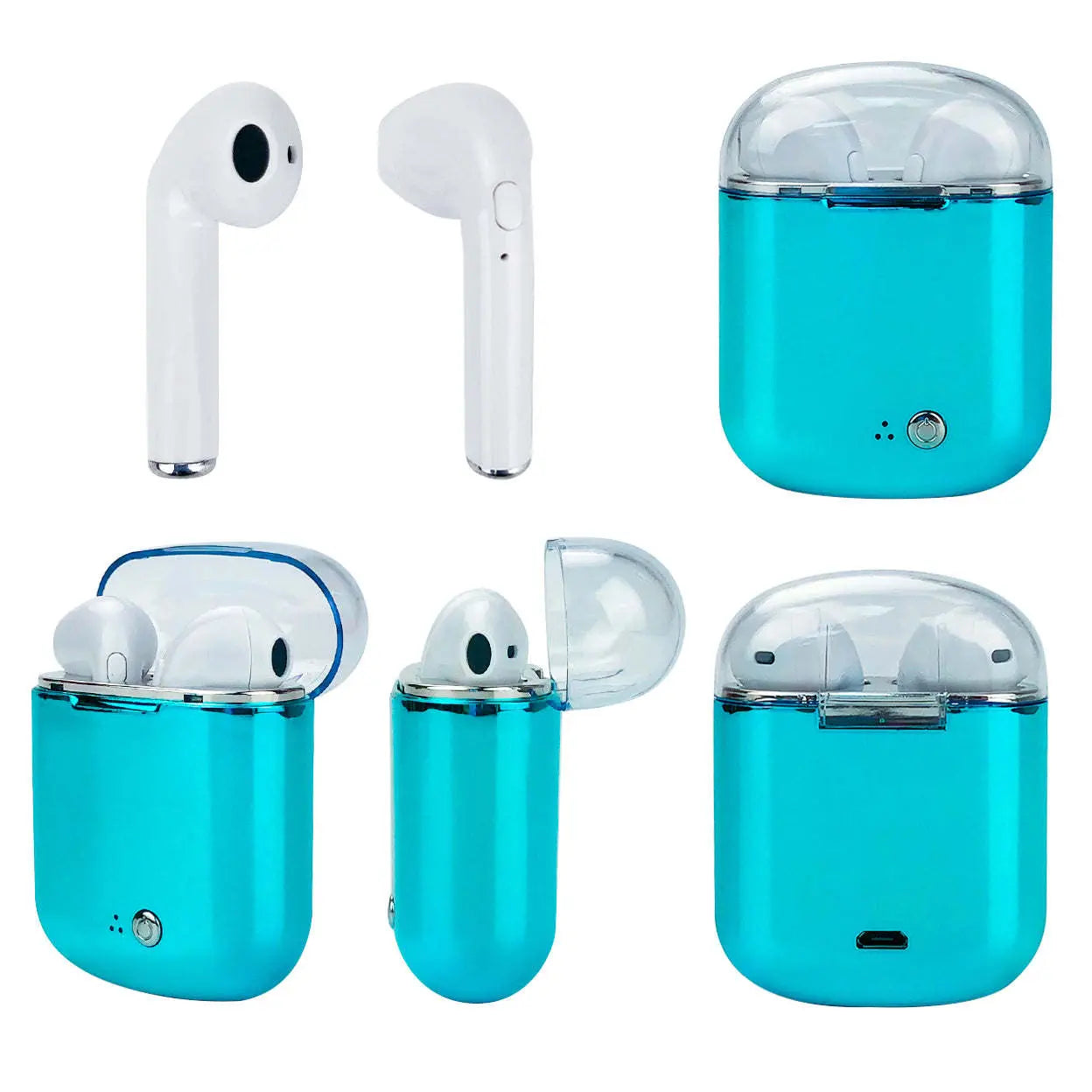 Clear Top Dual Chamber Wireless Bluetooth Earphones With Charging Box - VINE GLOBAL
