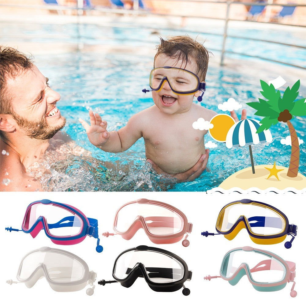 Outdoor swimming goggles earplugs 2 in 1 set kids anti fog UV - VINE GLOBAL