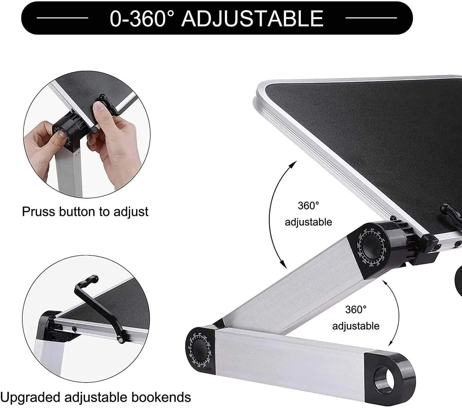 Adjustable Height Laptop Desk Laptop Stand for Bed Portable Lap Desk Foldable Table Workstation Notebook RiserErgonomic Computer Tray Reading Holder Bed Tray Standing Desk - VINE GLOBAL
