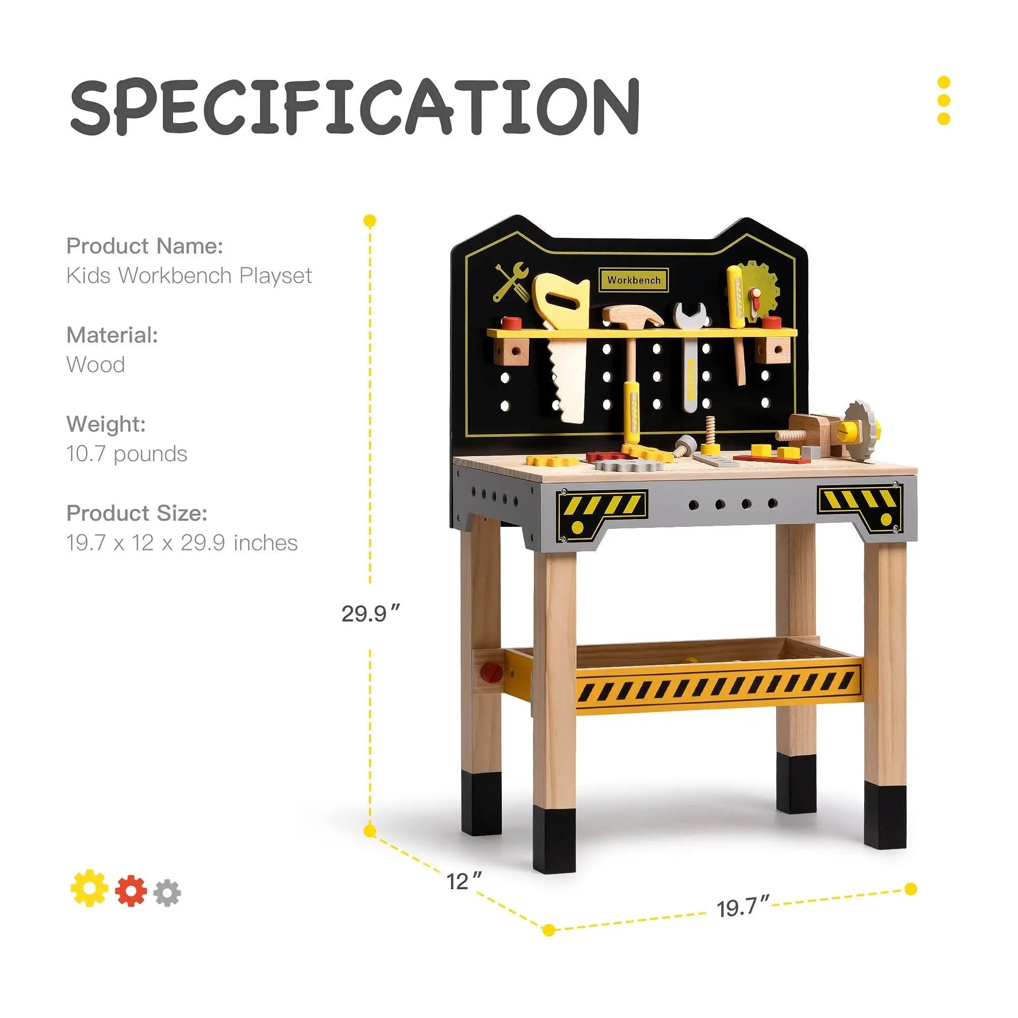 Wooden Tool Workbench Toy for Kids & Toddlers, Pretend Play Tool Toy Gift for Boys Girls - VINE GLOBAL