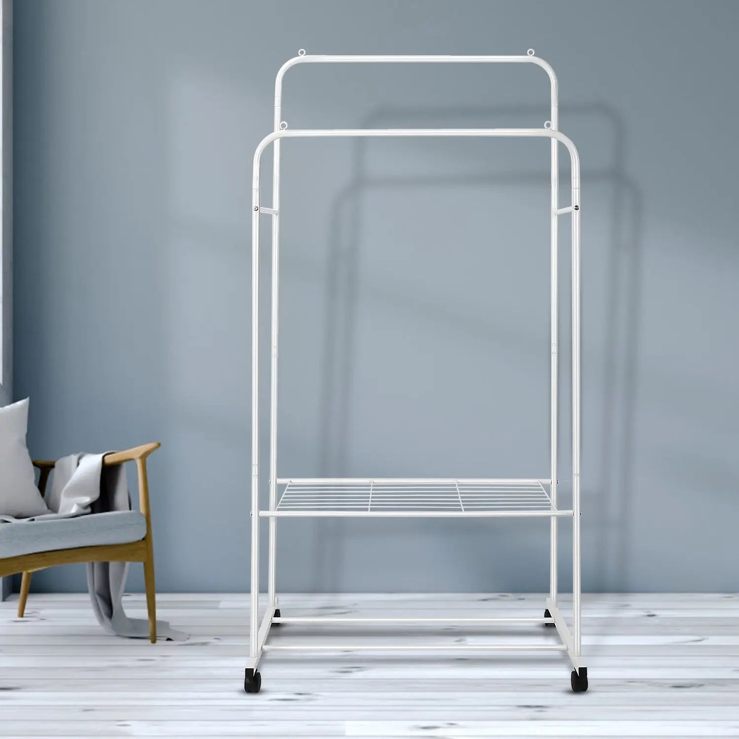 Garment Hanging Rack Clothing Hanging Rail Pillow Shoe Display Organizer Stand Rolling Wheel Clothes Organizer - VINE GLOBAL
