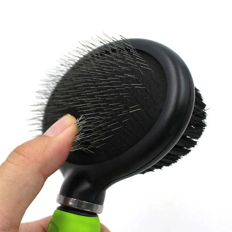 Pet Life Flex Series 2-in-1 Dual-Sided Slicker and Bristle Grooming Pet Brush - VINE GLOBAL
