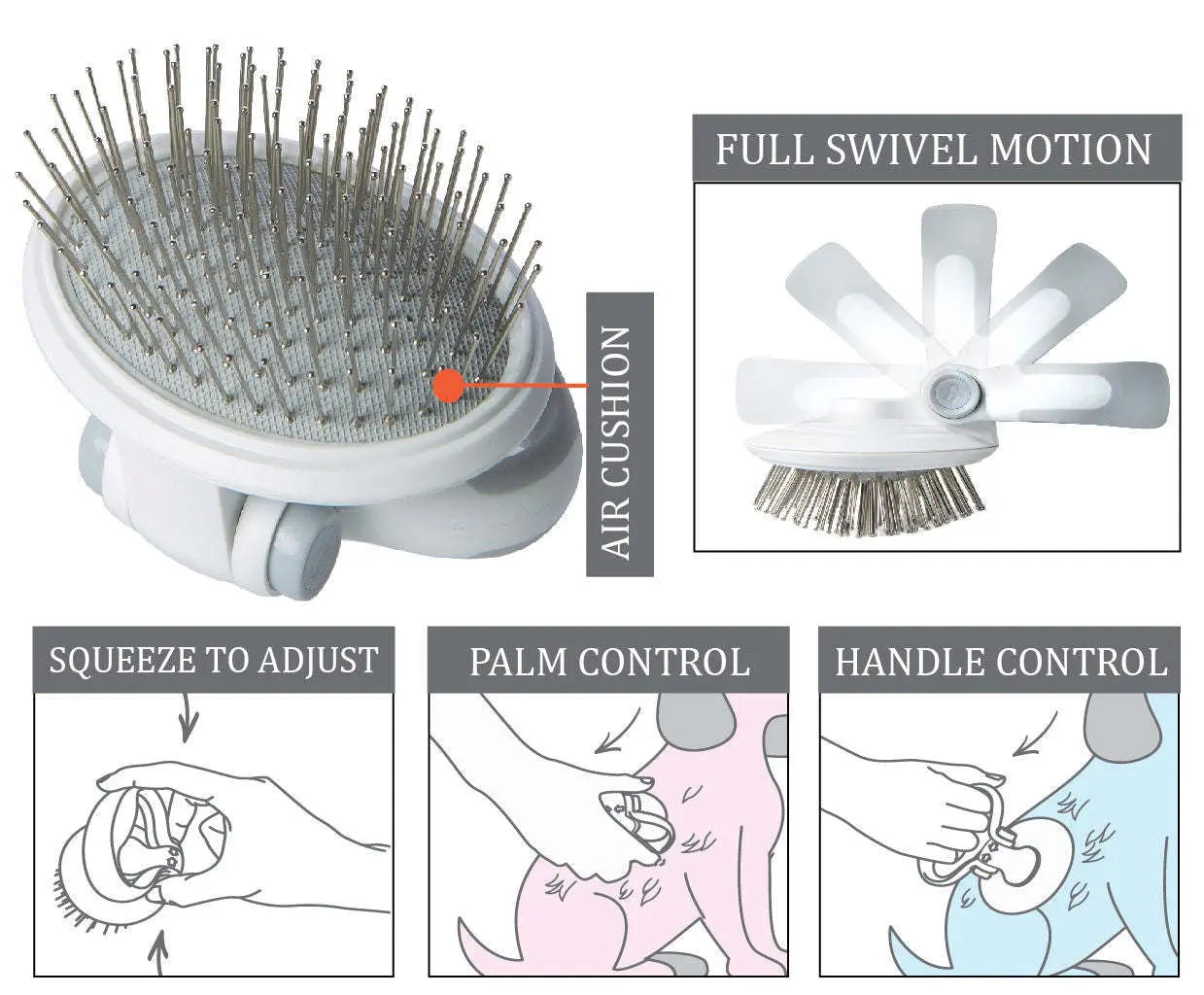Pet Life 'Gyrater' Travel Swivel Pet Grooming Pin Brush - VINE GLOBAL