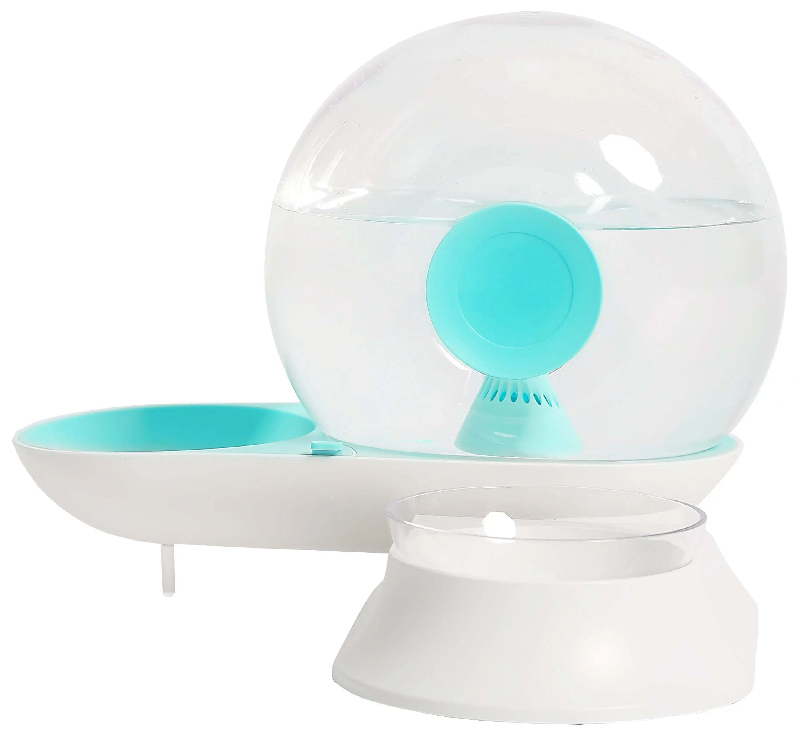 Pet Life 'Auto-Myst' Snail Shaped 2-in-1 Automated Gravity Pet Filtered Water Dispenser and Food Bowl - VINE GLOBAL