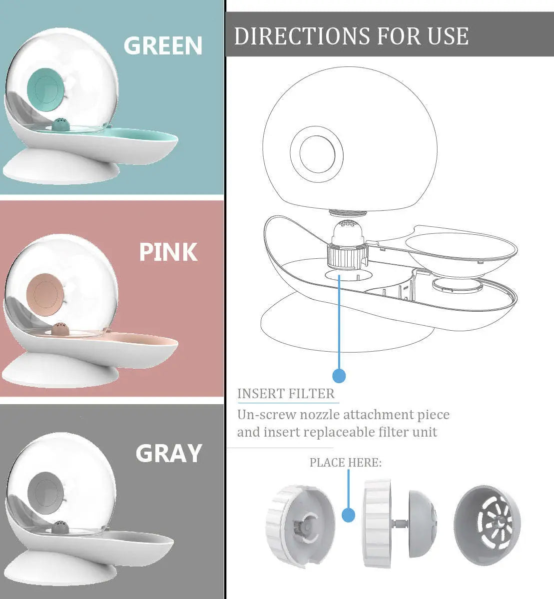 Pet Life 'Auto-Myst' Snail Shaped 2-in-1 Automated Gravity Pet Filtered Water Dispenser and Food Bowl - VINE GLOBAL