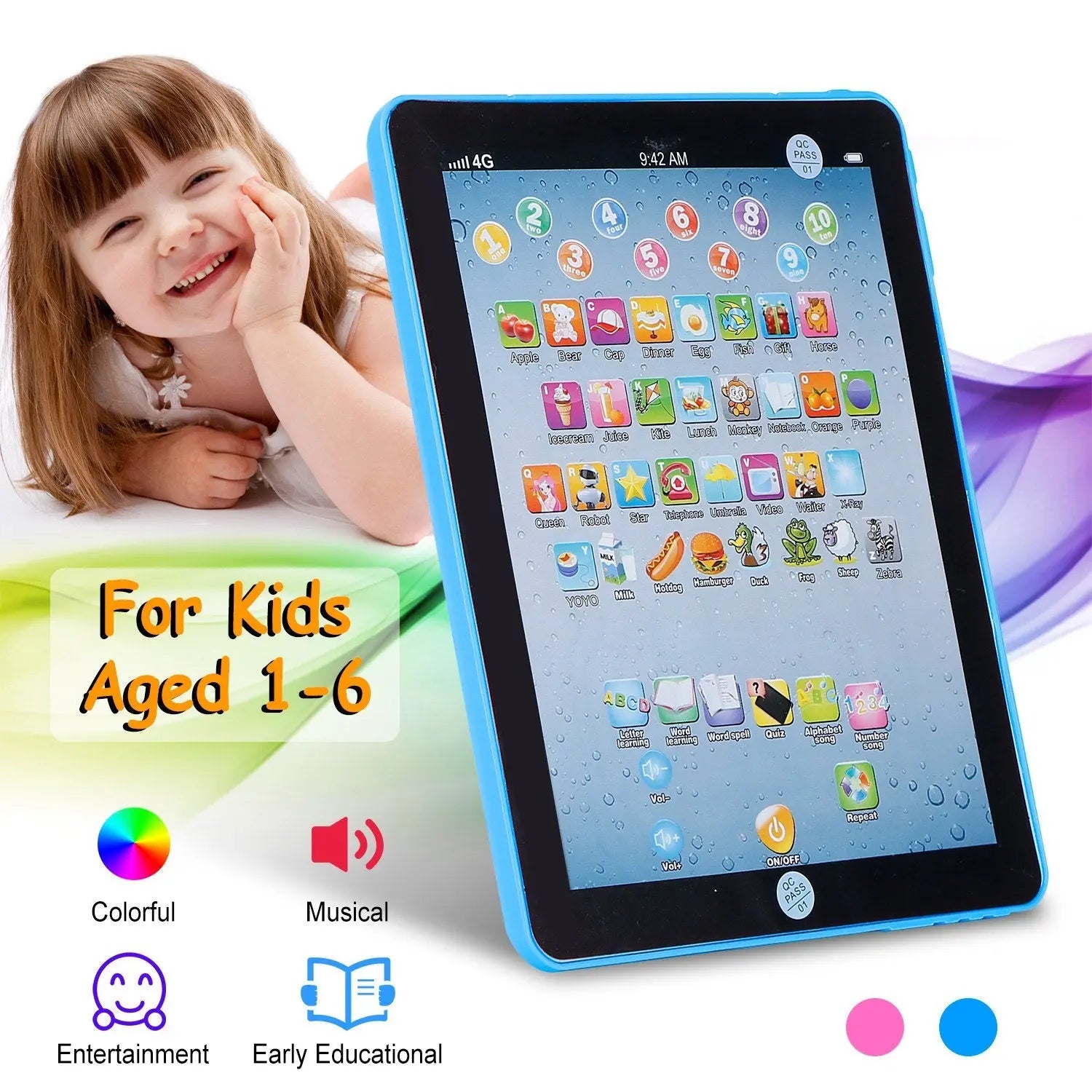 Baby Learning Tablet Educational Mini Pads Toys Touch Learn Toddler Tablet For ABC Numbers Words Gift - VINE GLOBAL
