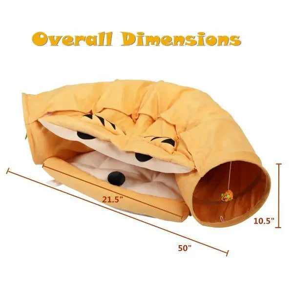 Collapsible Cat Tunnel Bed;  Hide Tunnel for Indoor Cats with Hanging Toys and Cushion Mat;  XH - VINE GLOBAL