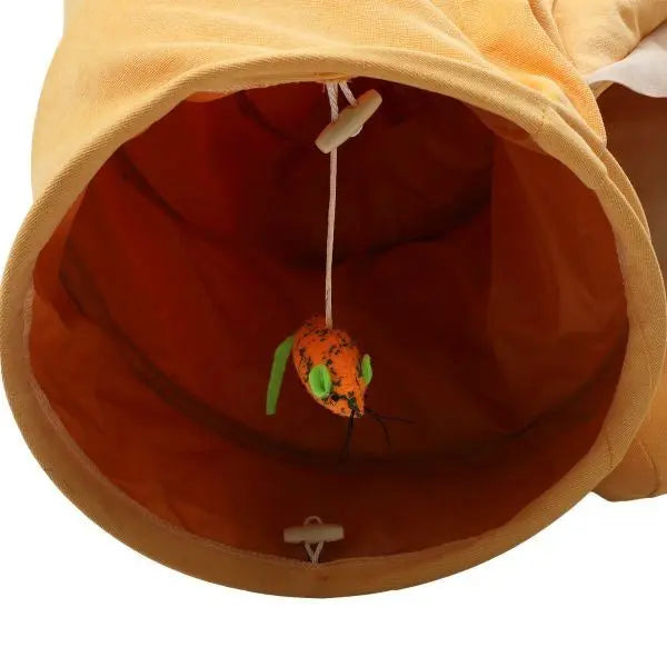 Collapsible Cat Tunnel Bed;  Hide Tunnel for Indoor Cats with Hanging Toys and Cushion Mat;  XH - VINE GLOBAL